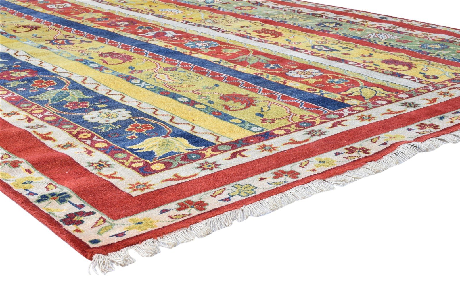 Multi Color Wool Rug 8' X 10' Persian Hand Knotted Turkish Striped Large Carpet 7860675969173