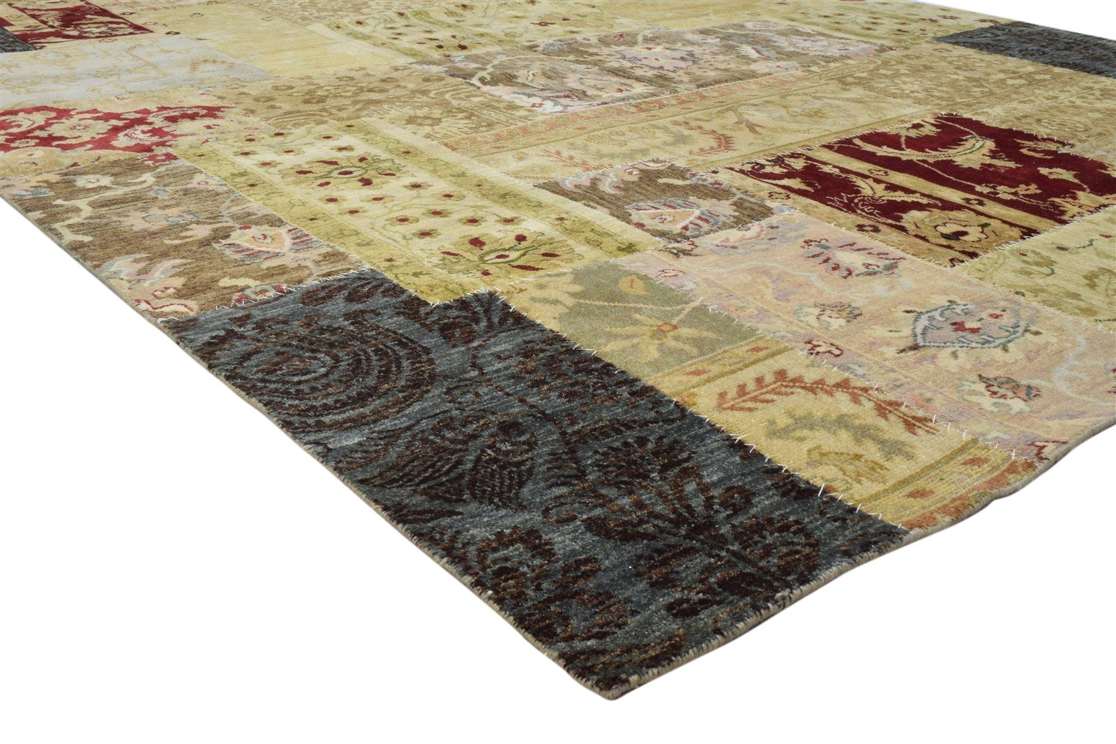 Multi Color Wool Rug 8X10 Persian Hand Knotted Oriental Patchwork Large Carpet 7860695302293