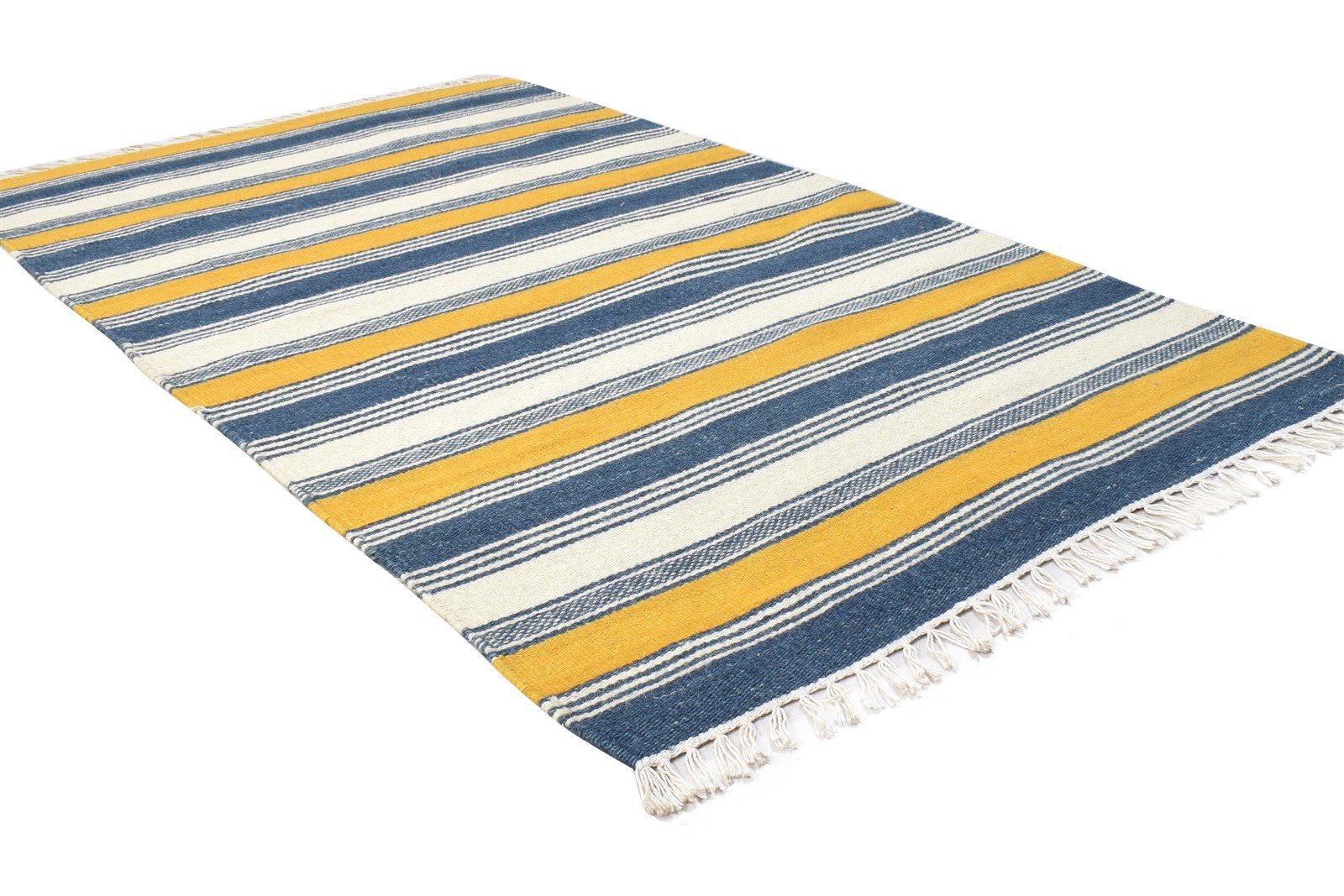 Dollie Multi Wool Rug 3' X 5' Modern Dhurrie French Striped 7864985485461