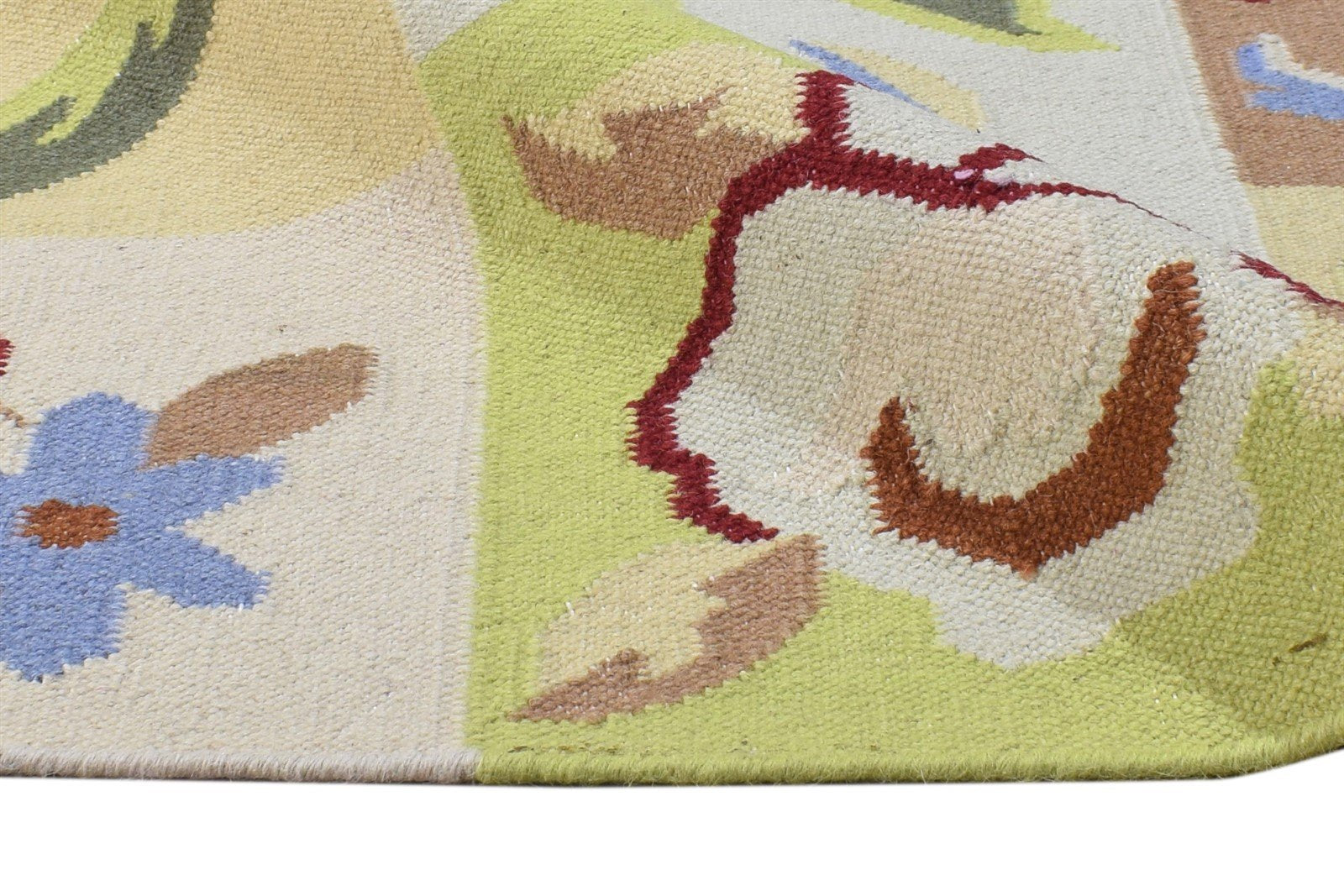 Multi Wool Rug 4' X 6' Modern Dhurrie French Floral Room Size Carpet 7864991482005