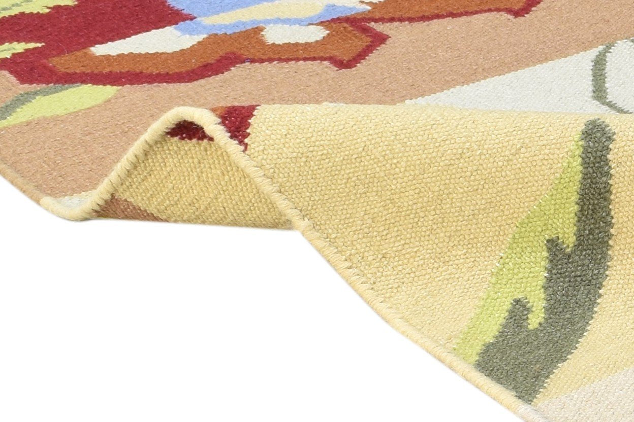 Multi Wool Rug 4' X 6' Modern Dhurrie French Floral Room Size Carpet 7864991482005