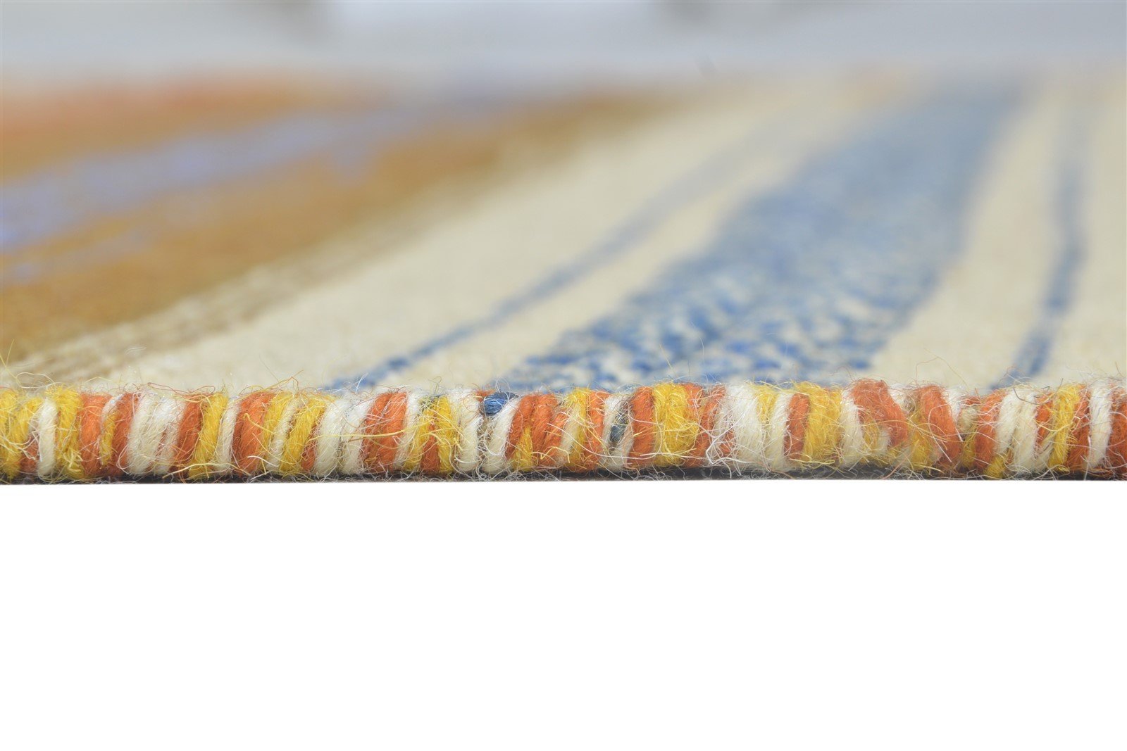 Multi Wool Rug 4' X 6' Modern Dhurrie Scandinavian Striped Room Size Carpet 7864992956565