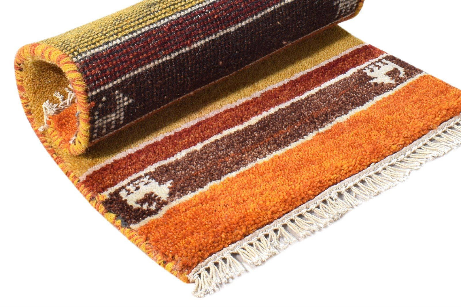 Murielle Gold Wool Rug 1' X 2' Southwestern Hand Knotted American Tribal   7865061408917