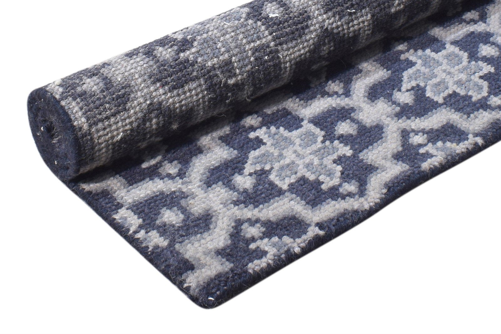 Navy Blue Wool Rug 2' X 2' Persian Hand Knotted Bokhara Oriental Small Carpet 7865110790293