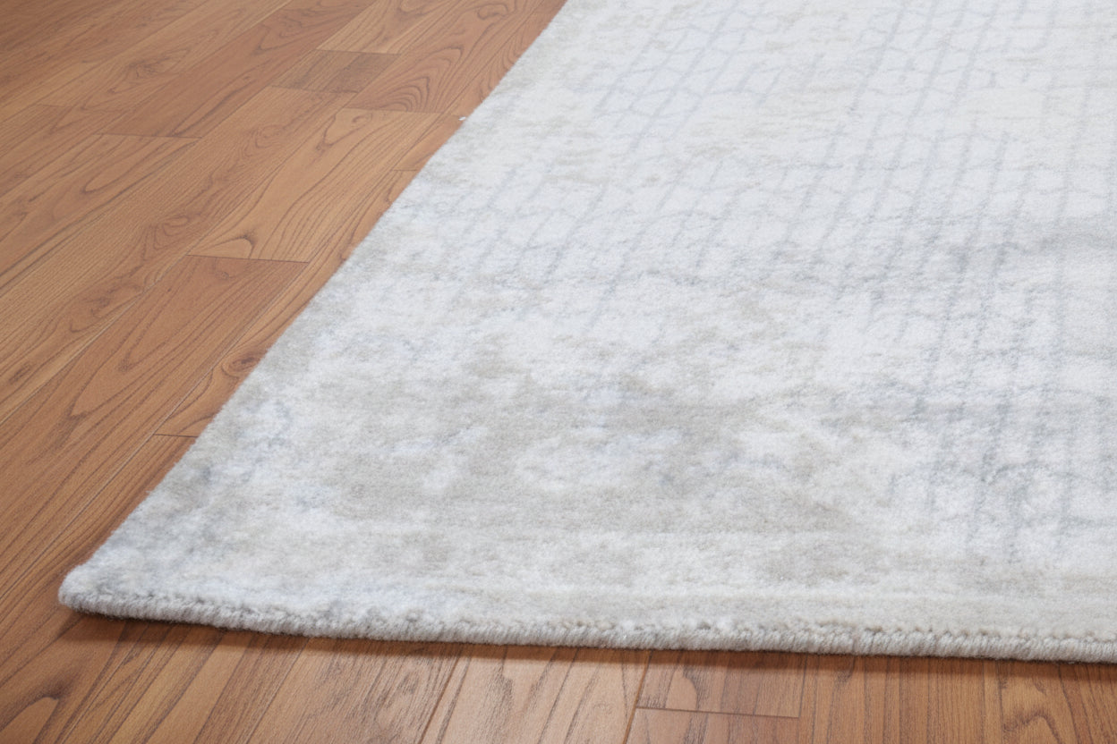 Negrean Handmade Loom Knotted Silk Like Luxury Area Rug – Soft Beige & Mist Blue 9015846502549