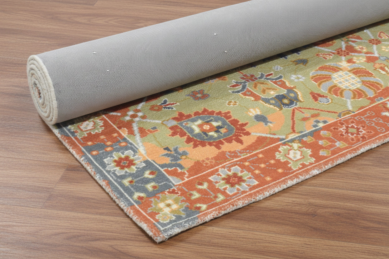 Neve Floral Oushak Handmade Green Area Rug – Traditional Oriental Persian Style Rug 9122050900117