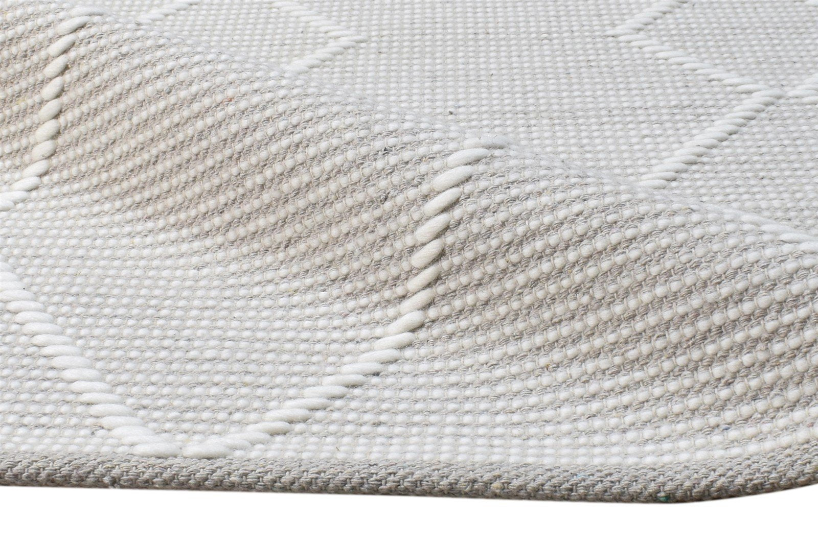 New Zealand Wool Beige Rug 3X4 Modern Hand Woven Scandinavian Geometric Small 7865178947733