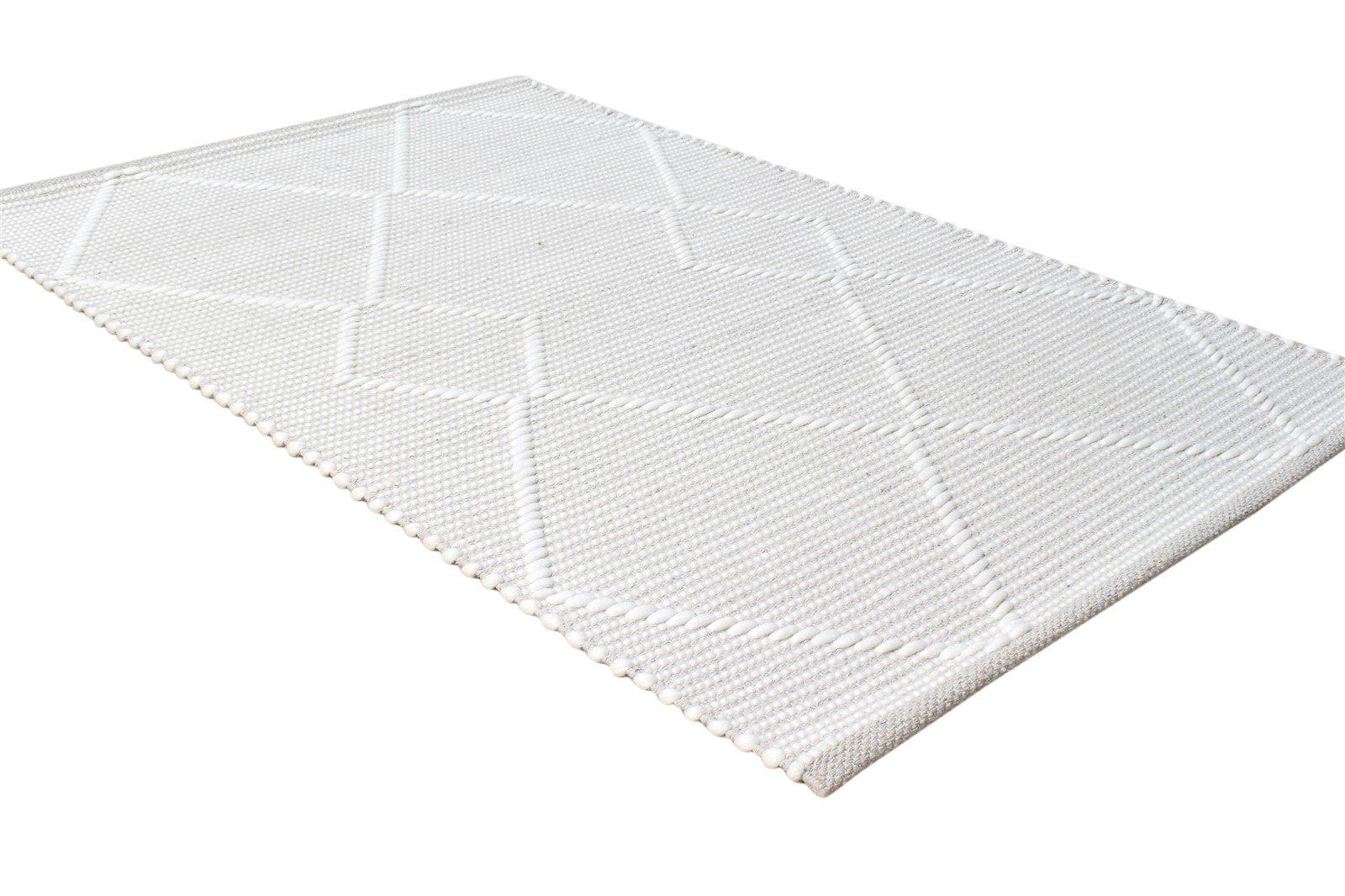 New Zealand Wool Beige Rug 3X4 Modern Hand Woven Scandinavian Geometric Small 7865178947733