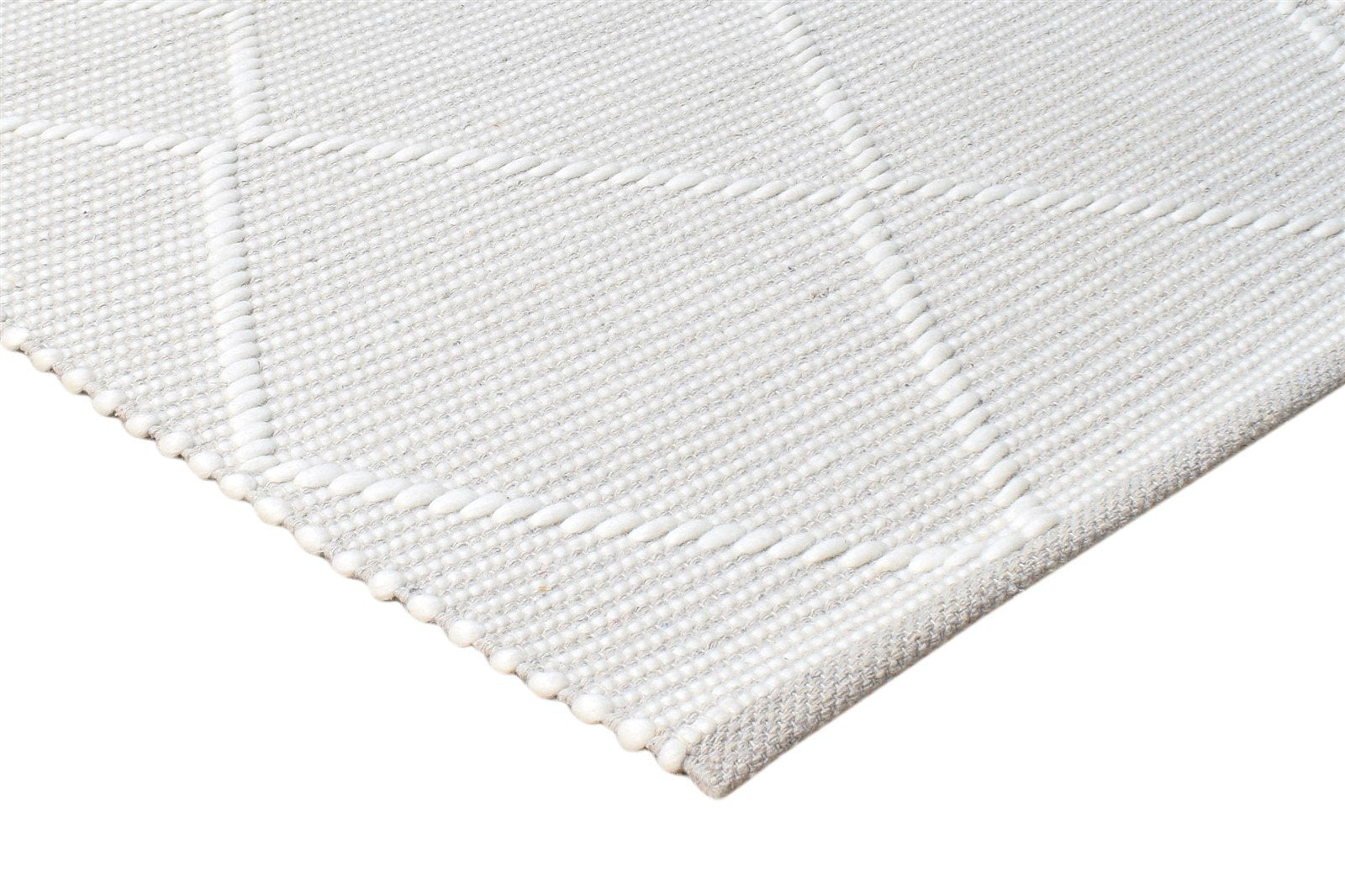 New Zealand Wool Beige Rug 3X4 Modern Hand Woven Scandinavian Geometric Small 7865178947733