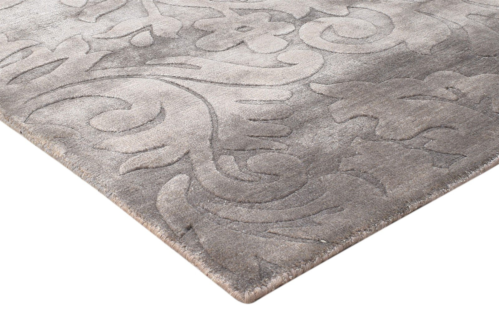 Nicholle Brown Silk Rug 5' X 8' Modern Handloom French Floral 7864445599893