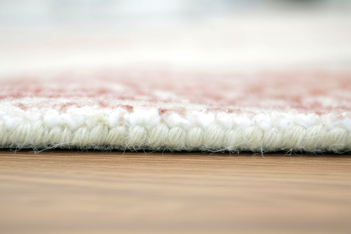 Noor Handmade Medallion Ivory Base Area Rug – Modern Vintage Distressed Style 9176383455381