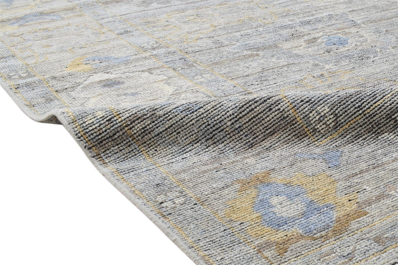 Nyra Wool Gray Hand-Knotted Oushak Persian Rug 8881897930901