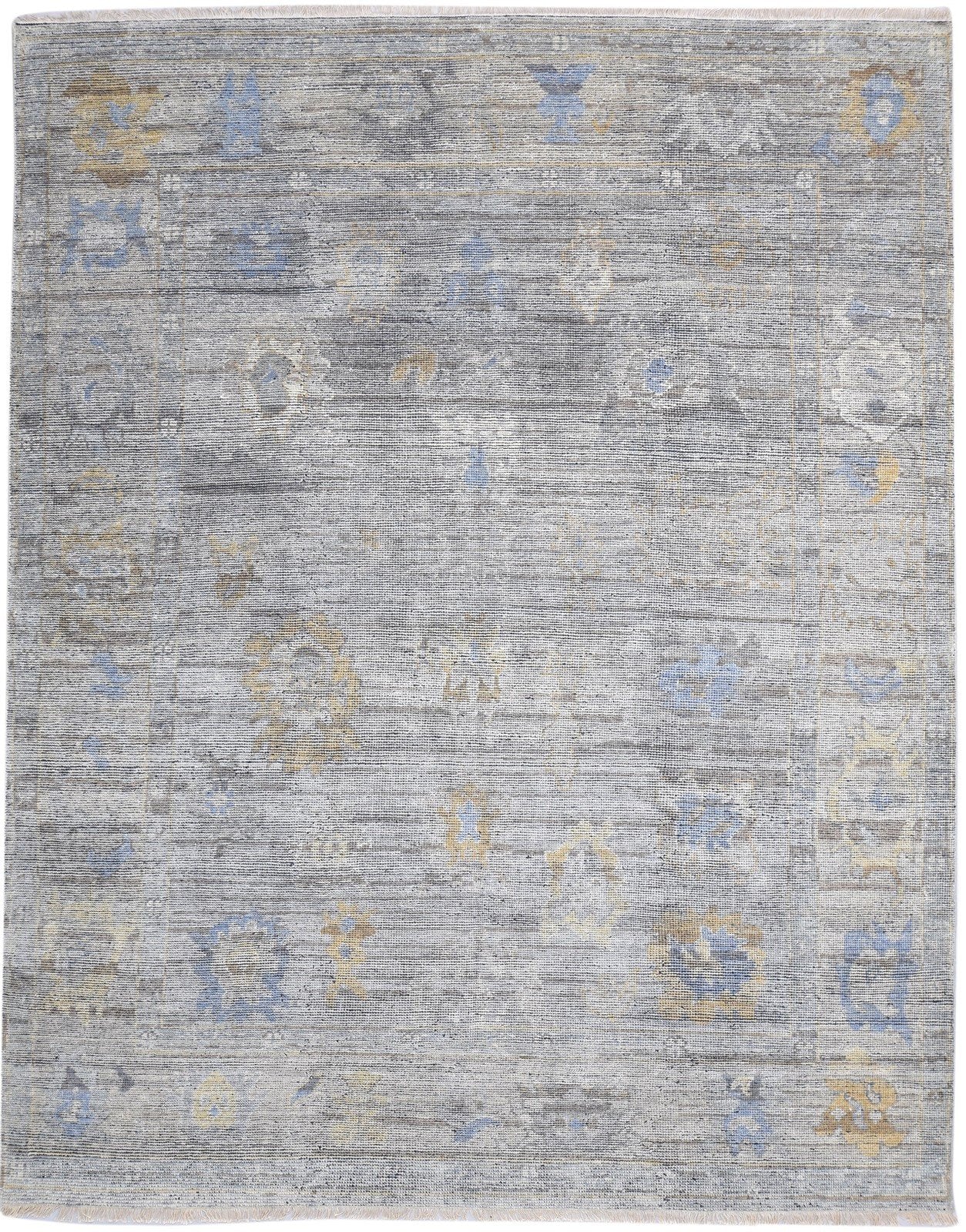 Nyra Wool Gray Hand-Knotted Oushak Persian Rug 8881897930901