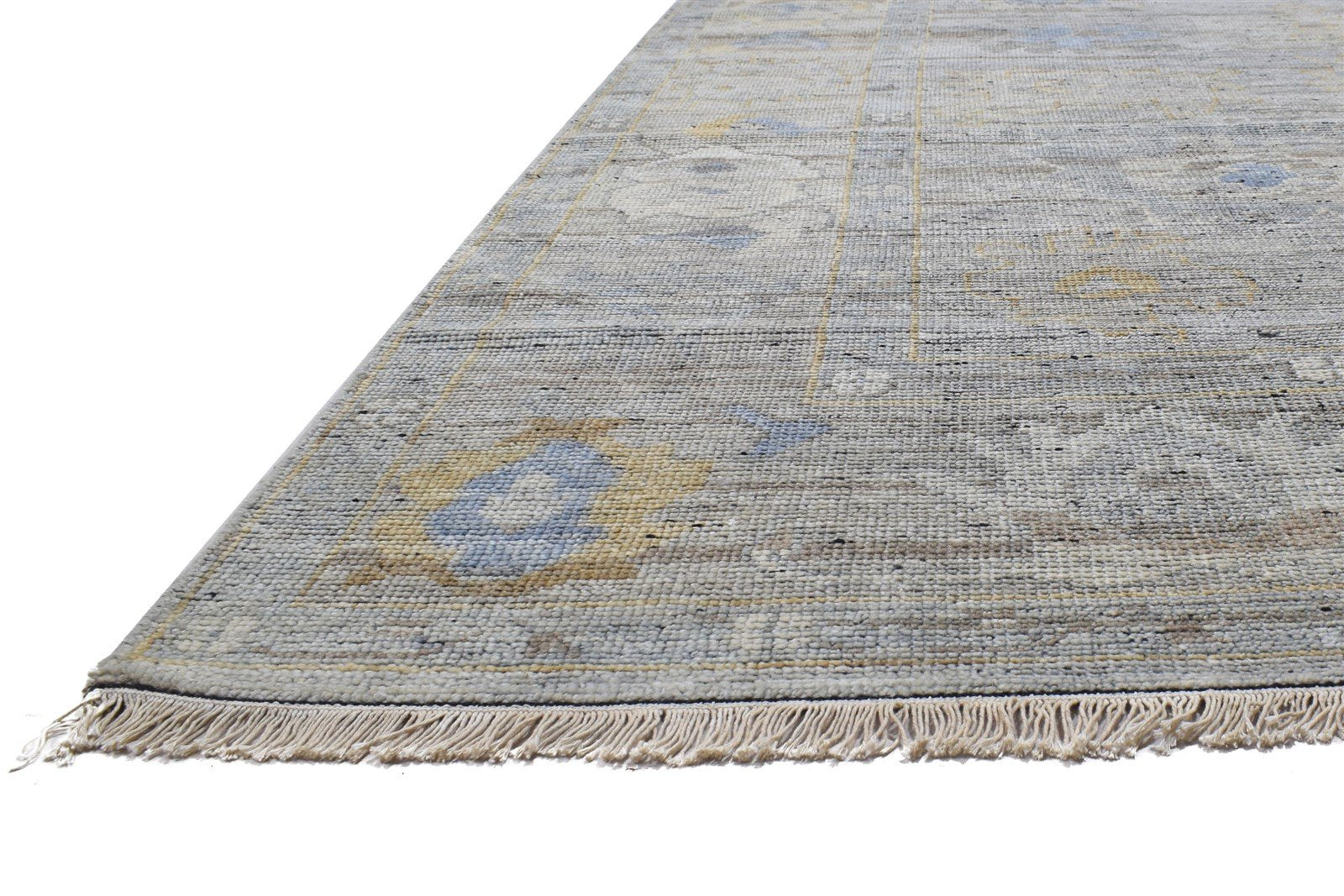 Nyra Wool Gray Hand-Knotted Oushak Persian Rug 8881897930901