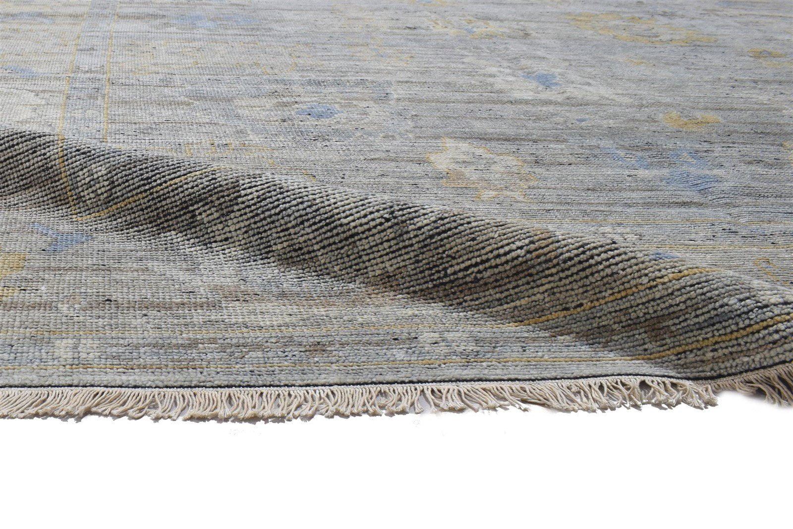 Nyra Wool Gray Hand-Knotted Oushak Persian Rug 8881897930901
