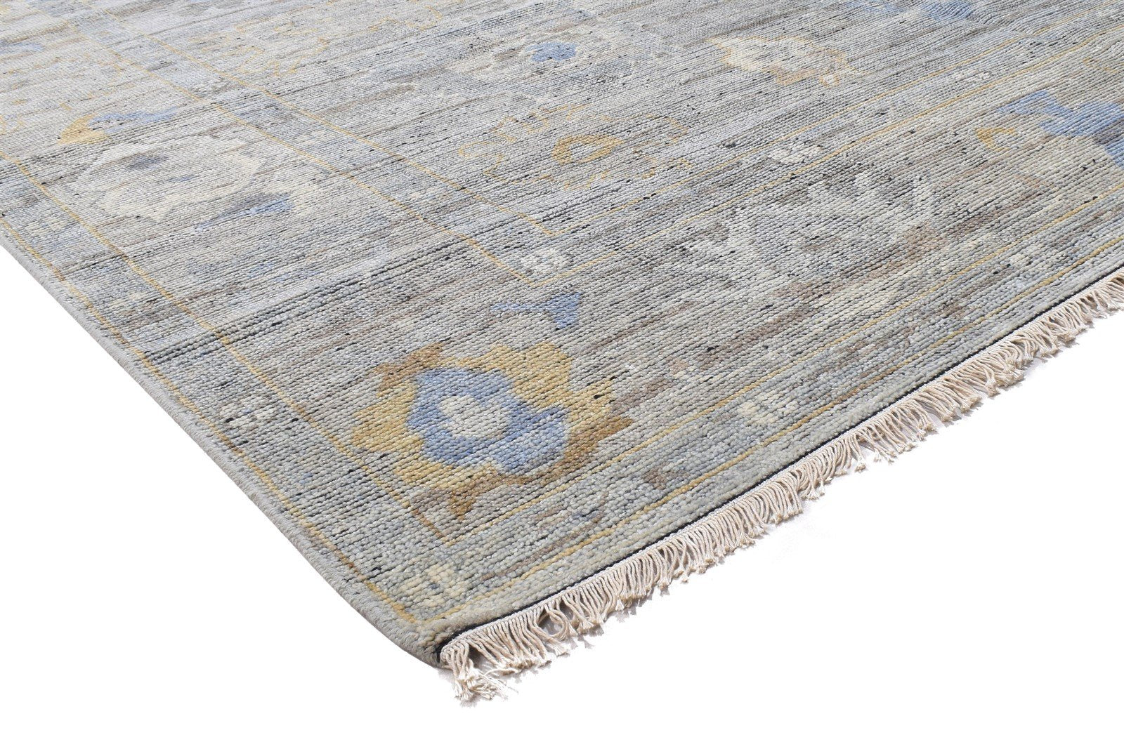 Nyra Wool Gray Hand-Knotted Oushak Persian Rug 8881897930901