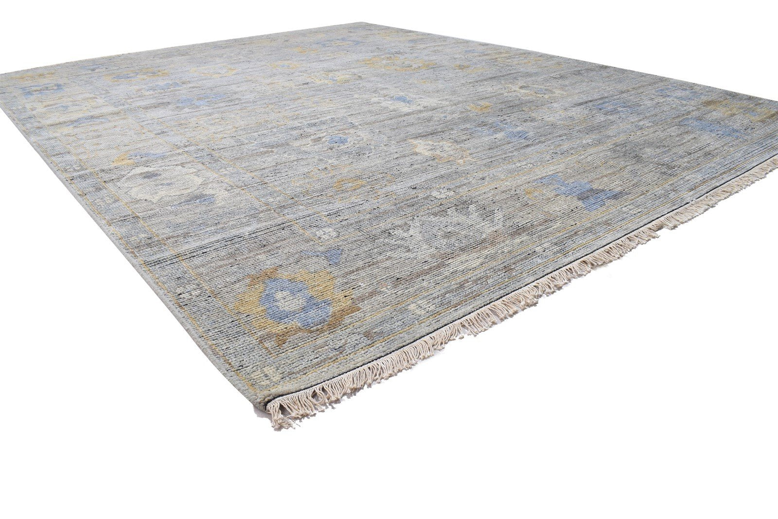 Nyra Wool Gray Hand-Knotted Oushak Persian Rug 8881897930901