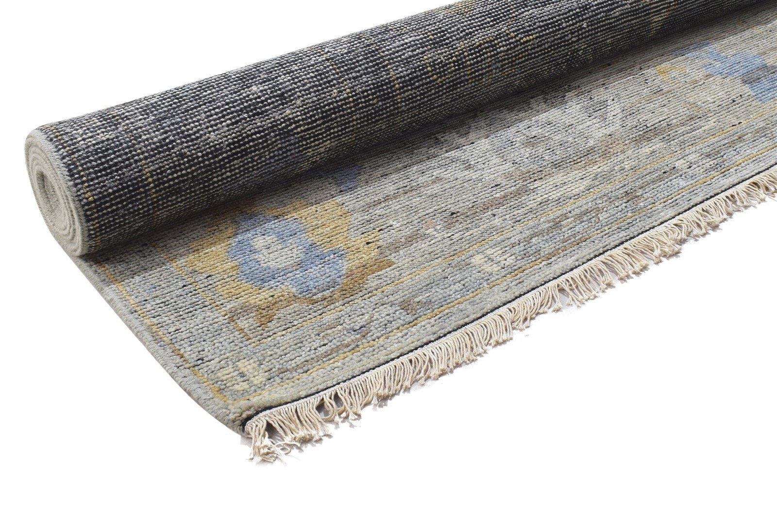 Nyra Wool Gray Hand-Knotted Oushak Persian Rug 8881897930901