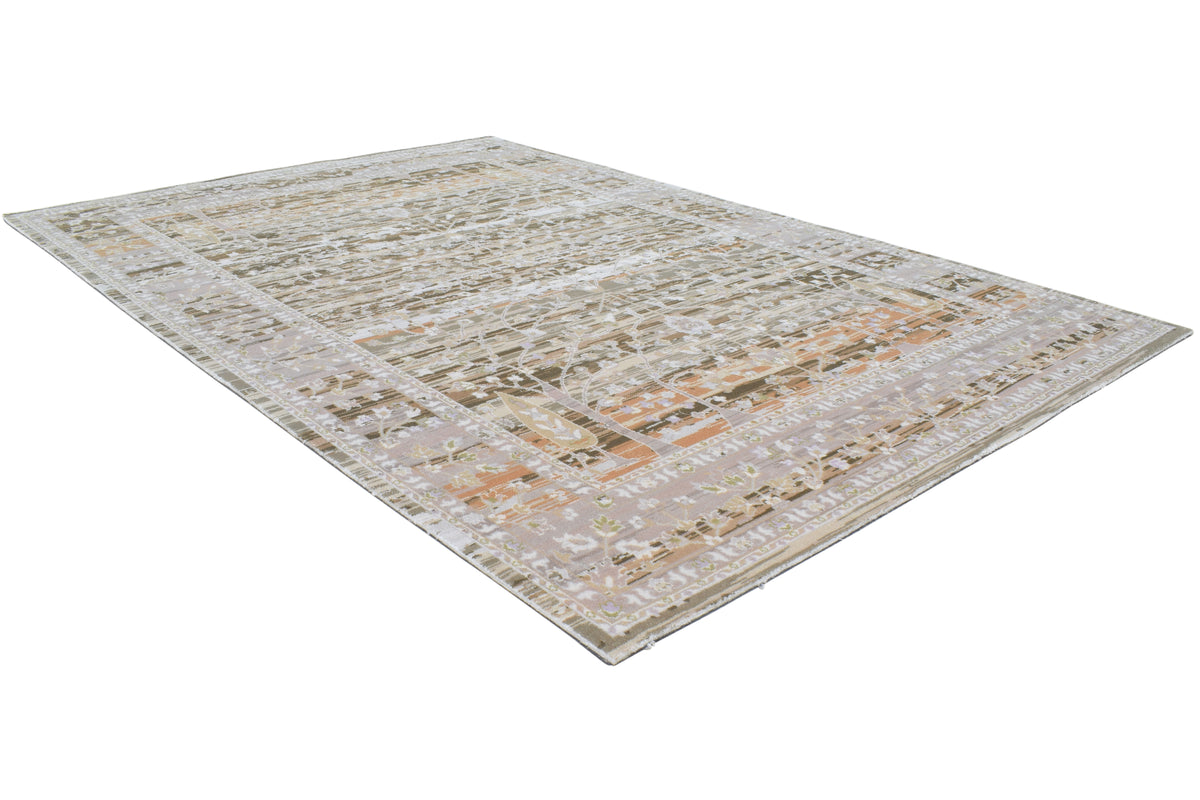 Odalys Handmade Botanical Medallion Area Rug – Modern Olive & Gold Transitional Decor