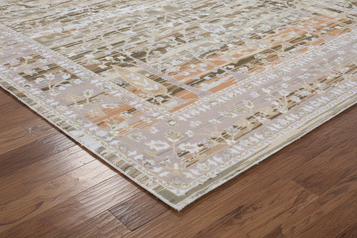 Odalys Handmade Botanical Medallion Area Rug – Modern Olive & Gold Transitional Decor