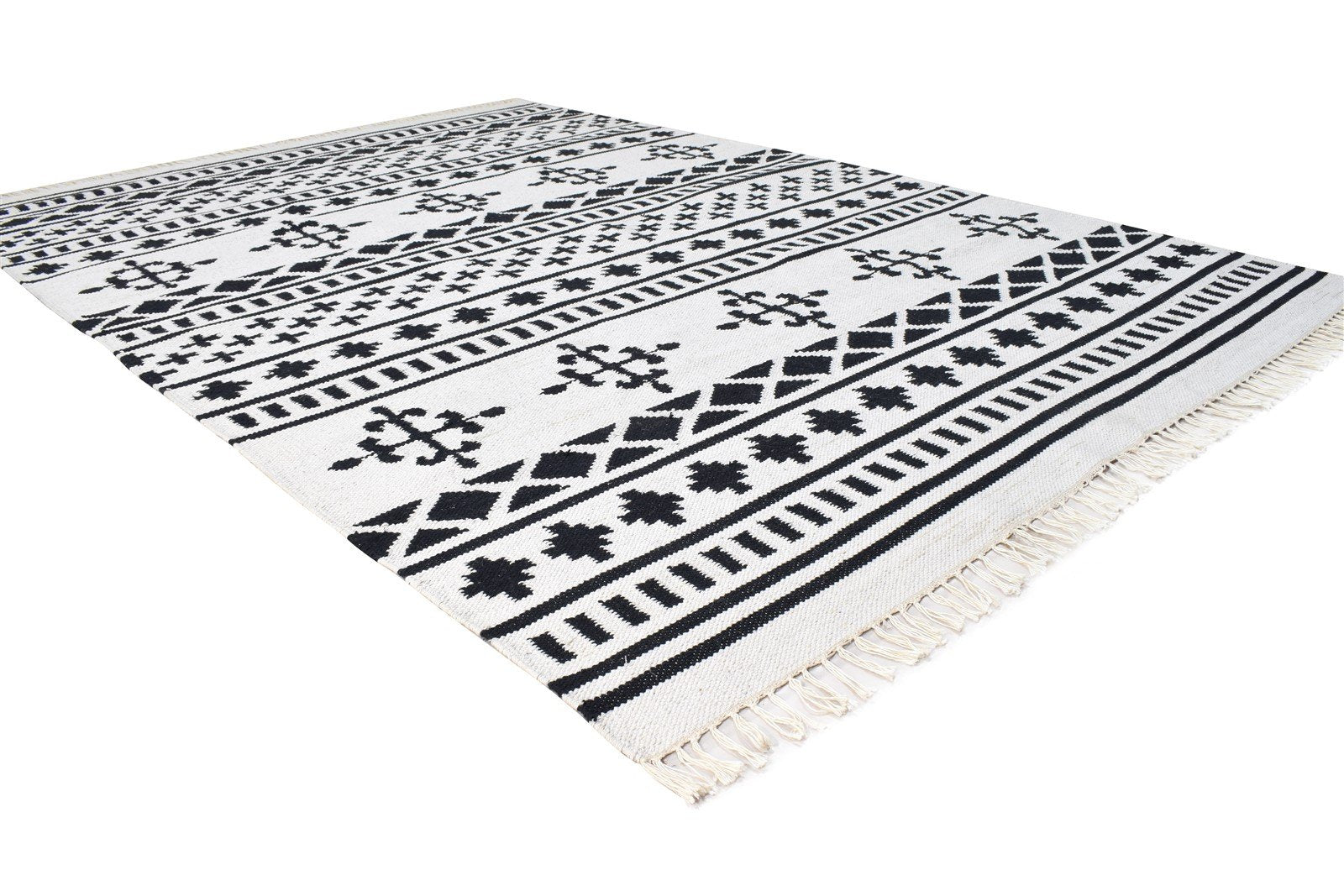 Off-White Cotton Rug 5X7 Southwestern Dhurrie American Tribal Room Size Carpet 7865006129301