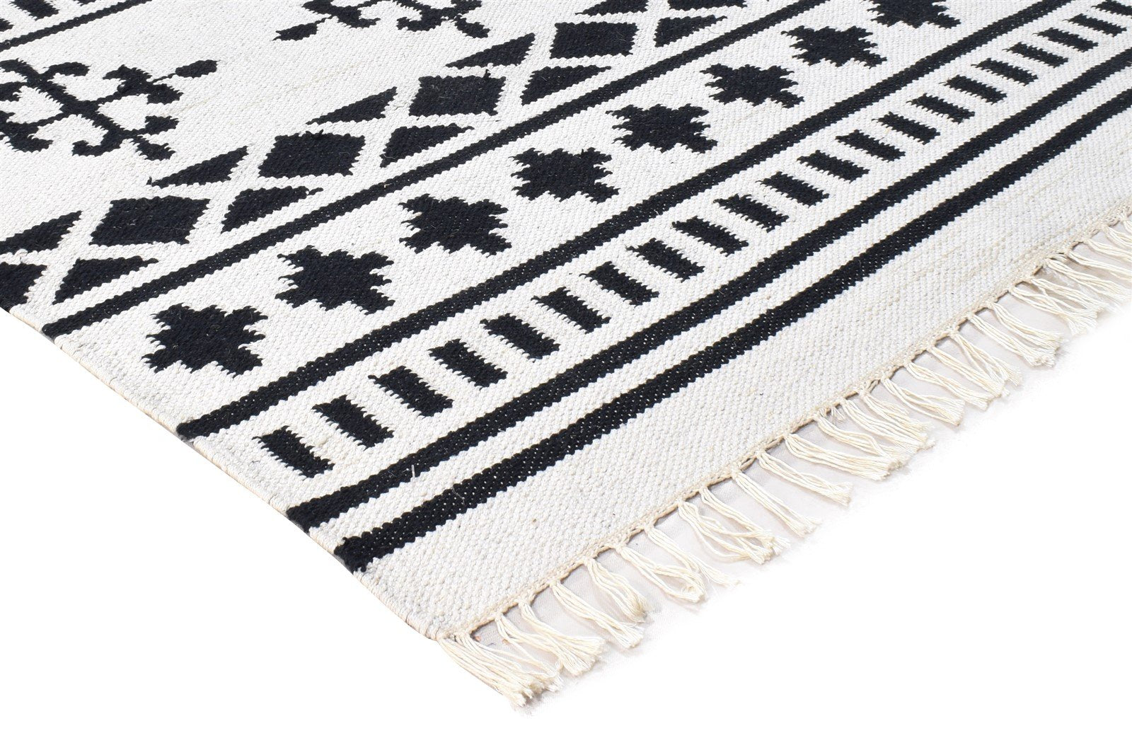 Off-White Cotton Rug 5X7 Southwestern Dhurrie American Tribal Room Size Carpet 7865006129301