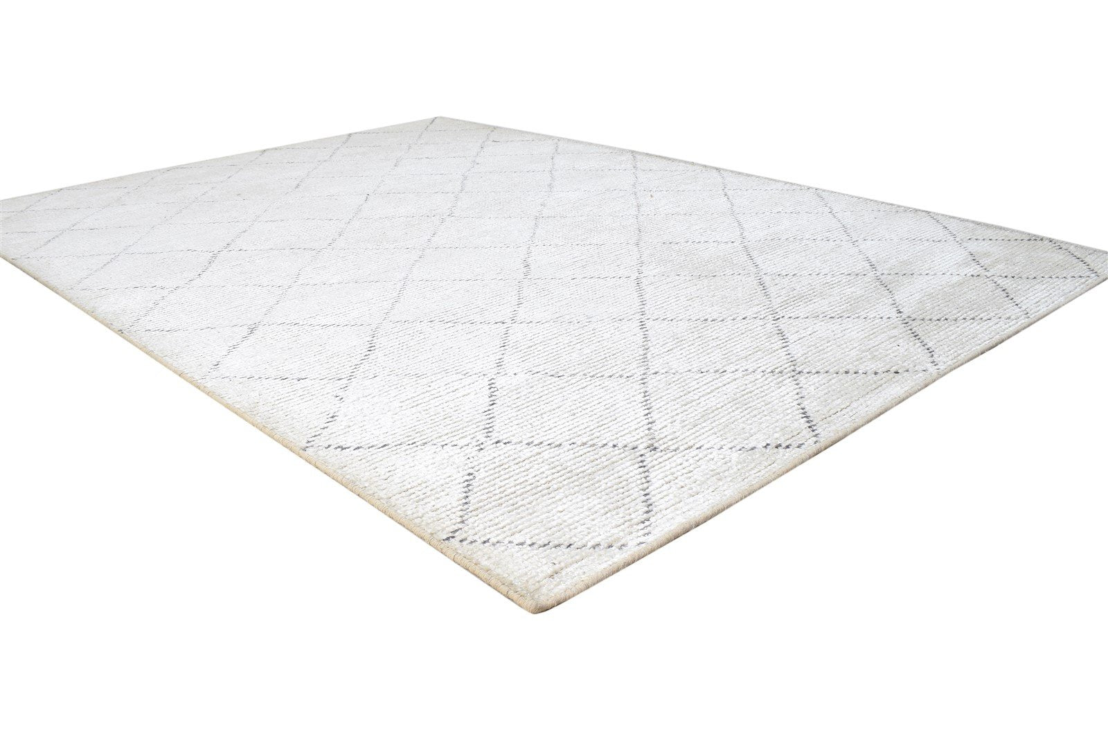 Off-White Silk Rug 5' X 7' Persian Hand Knotted Bokhara Diamond Room Size Carpet 7864418959509