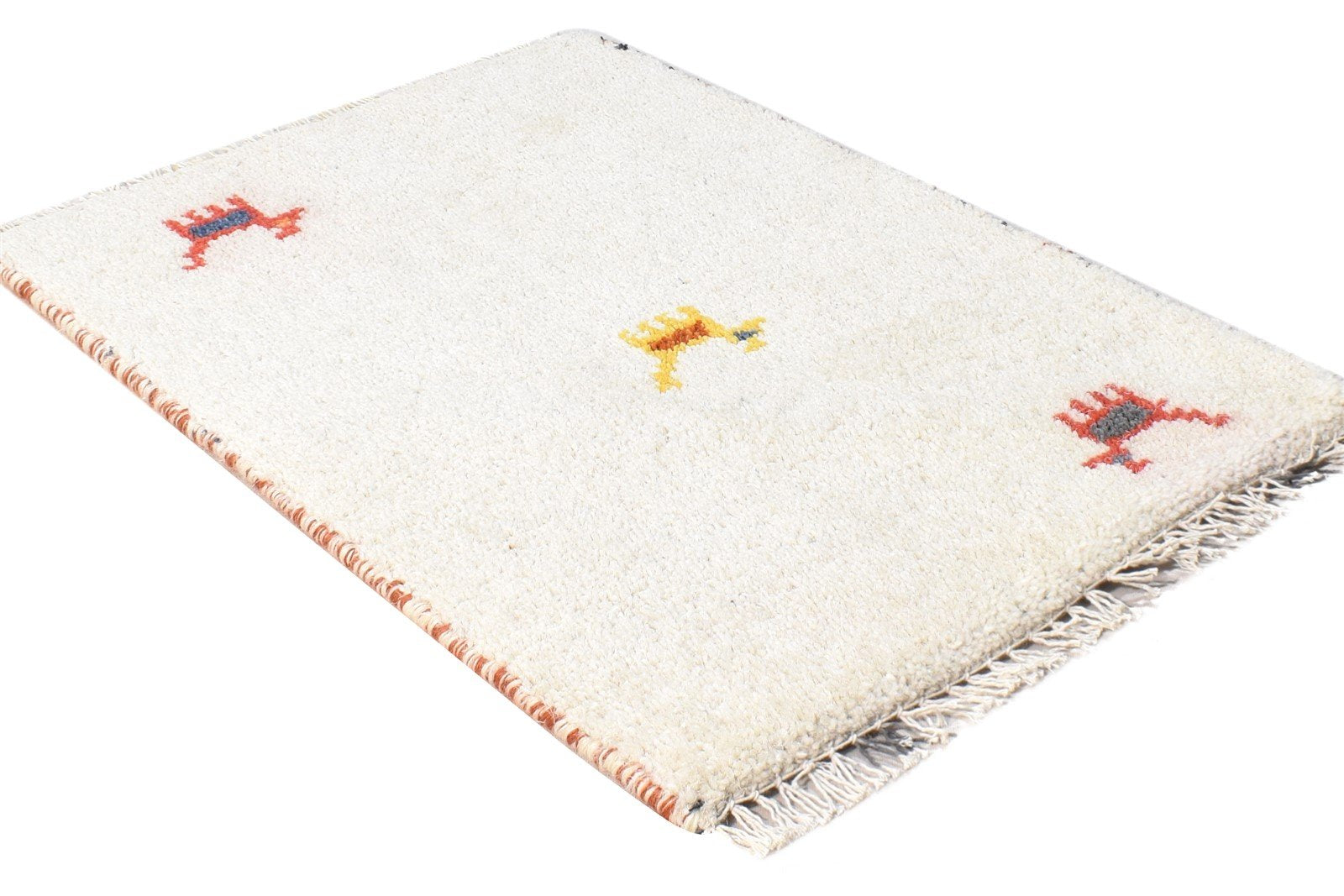Off-White Wool Rug 1X2 Southwestern Hand Knotted American Tribal Small Carpet 7865086115989