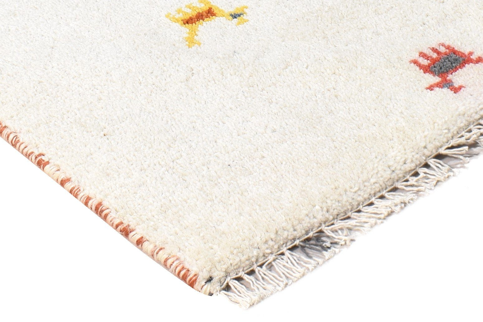 Off-White Wool Rug 1X2 Southwestern Hand Knotted American Tribal Small Carpet 7865086115989