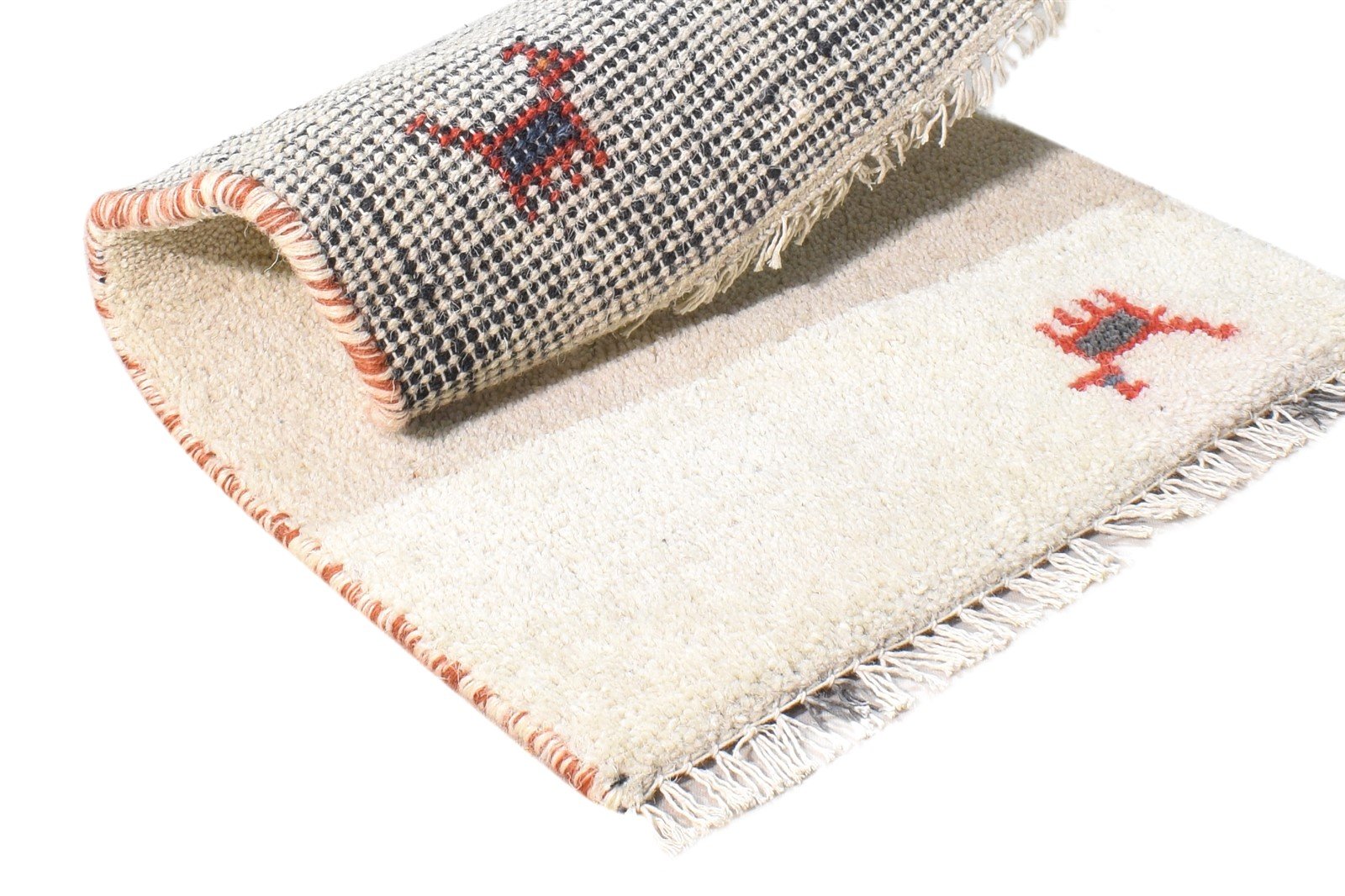 Off-White Wool Rug 1X2 Southwestern Hand Knotted American Tribal Small Carpet 7865086115989