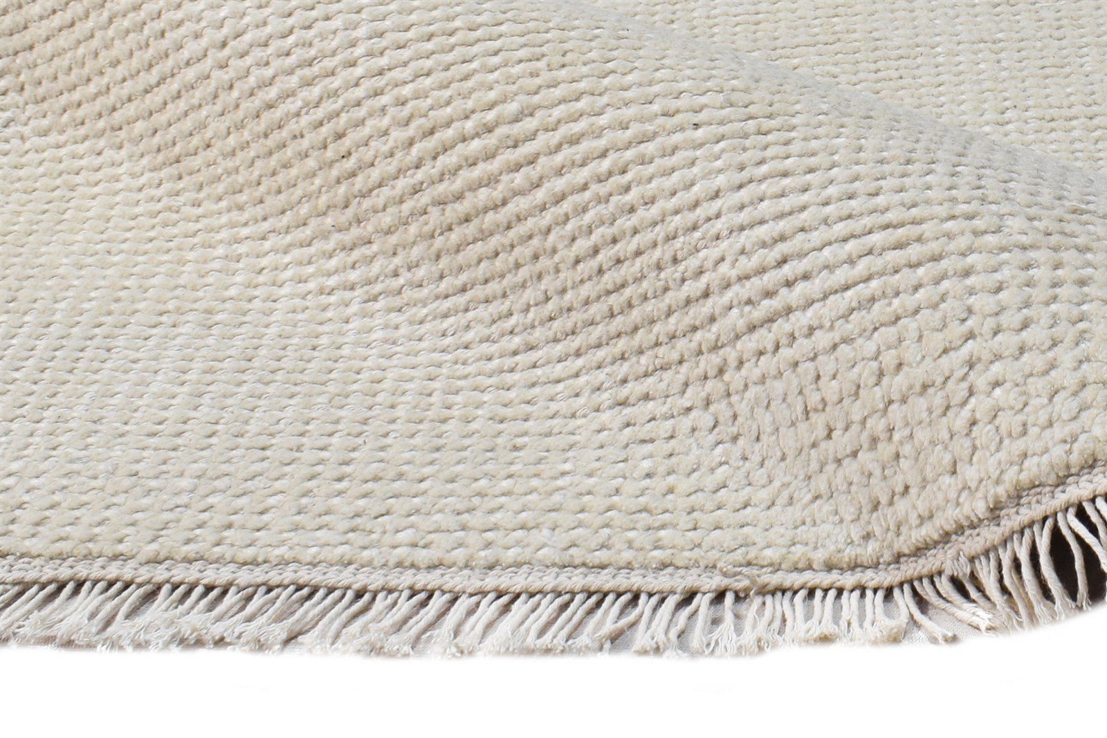 Off-White Wool Rug 2' X 3' Modern Hand Knotted Scandinavian Solid Small Carpet 7865154699413
