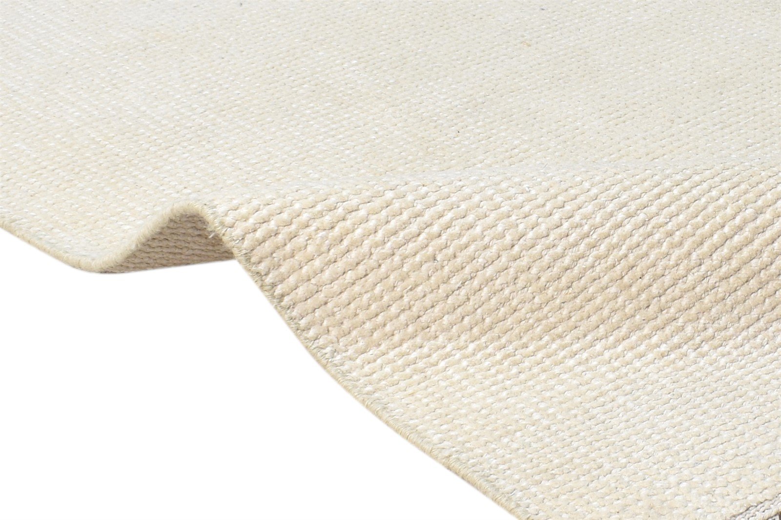 Off-White Wool Rug 2' X 3' Modern Hand Knotted Scandinavian Solid Small Carpet 7865154699413