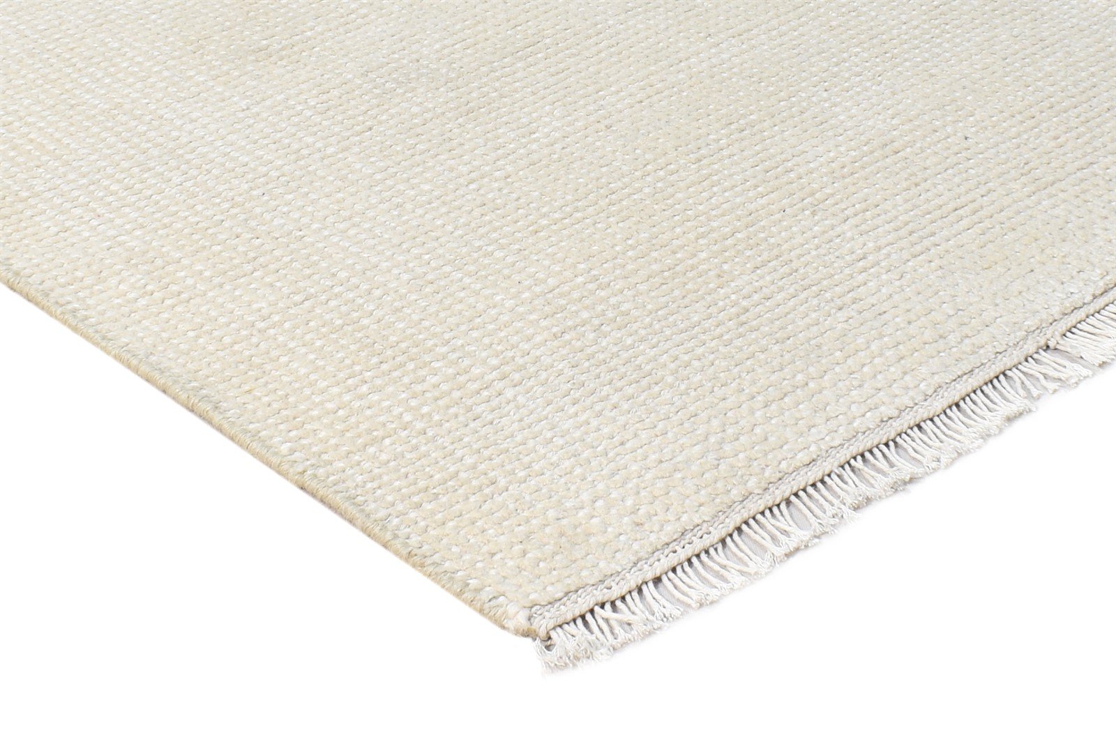 Off-White Wool Rug 2' X 3' Modern Hand Knotted Scandinavian Solid Small Carpet 7865154699413