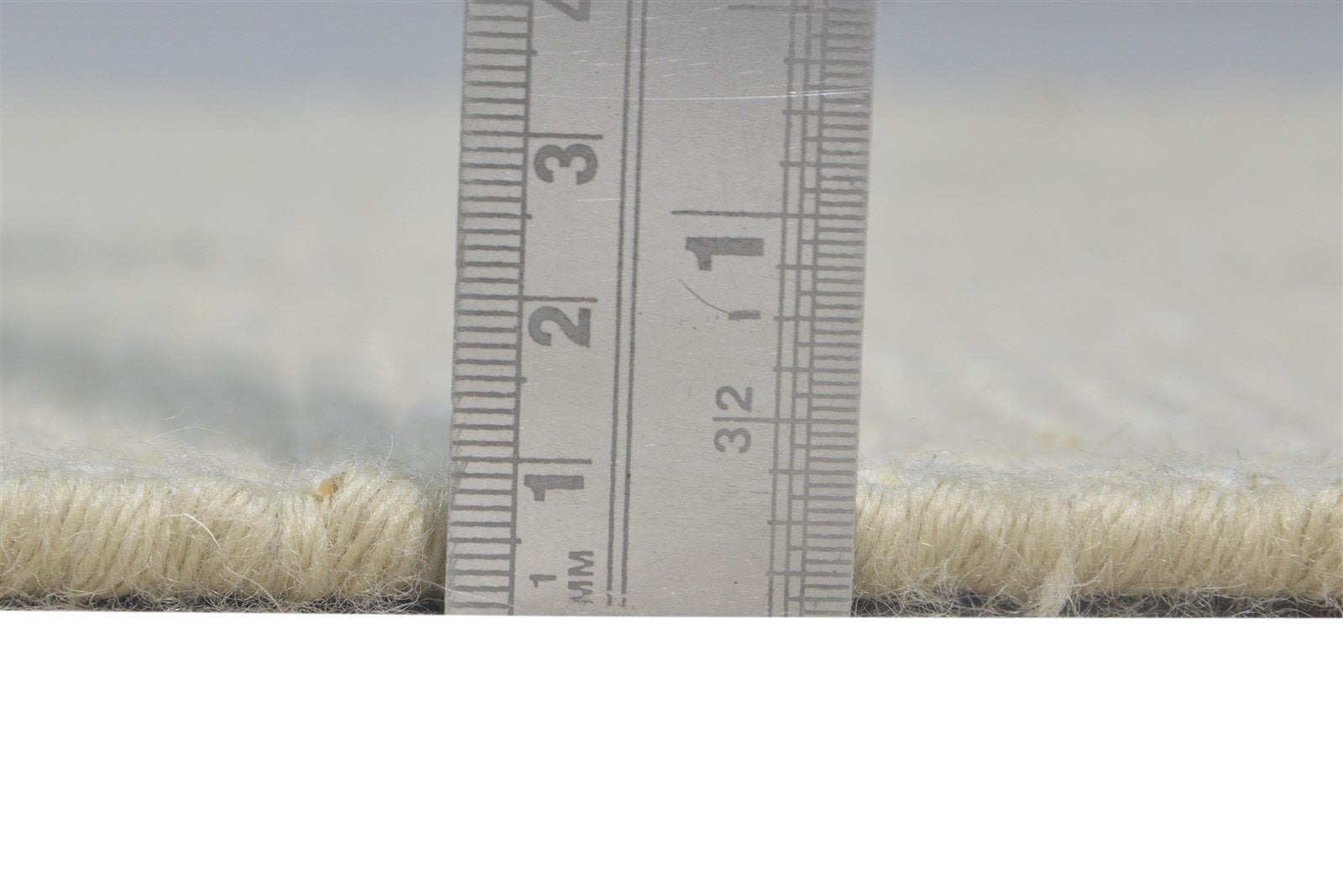 Off-White Wool Rug 2' X 3' Modern Hand Knotted Scandinavian Solid Small Carpet 7865154699413