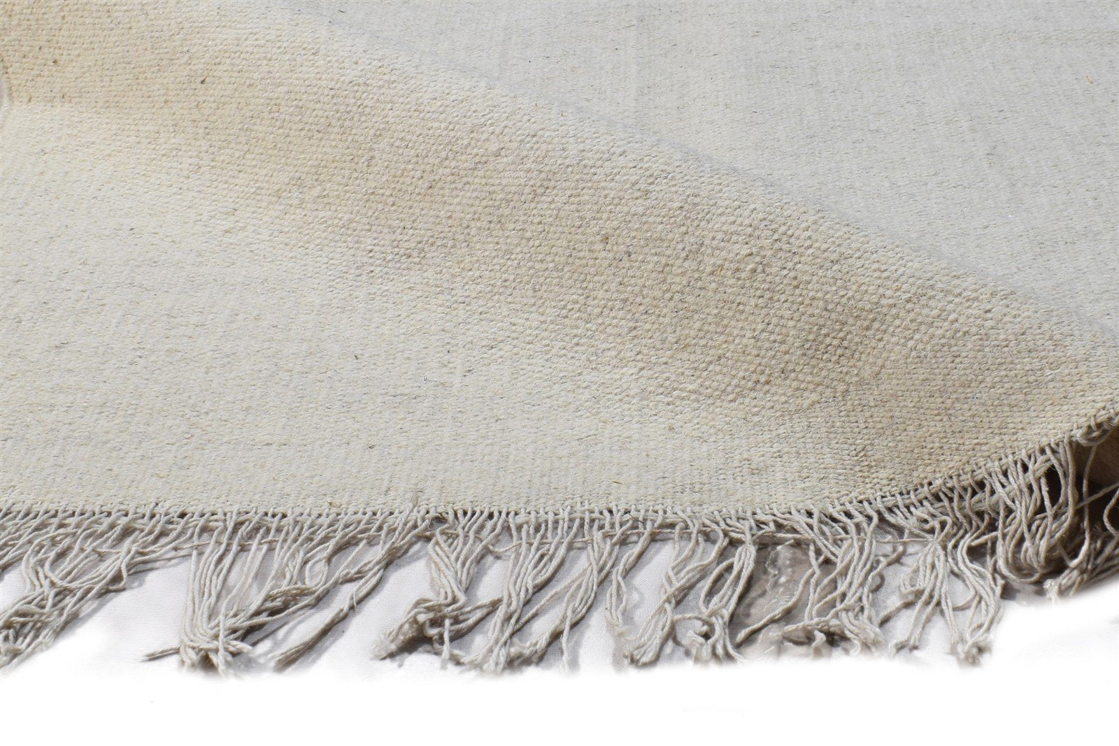 Off-White Wool Rug 3' X 5' Modern Dhurrie Scandinavian Solid Room Size Carpet 7865198411925