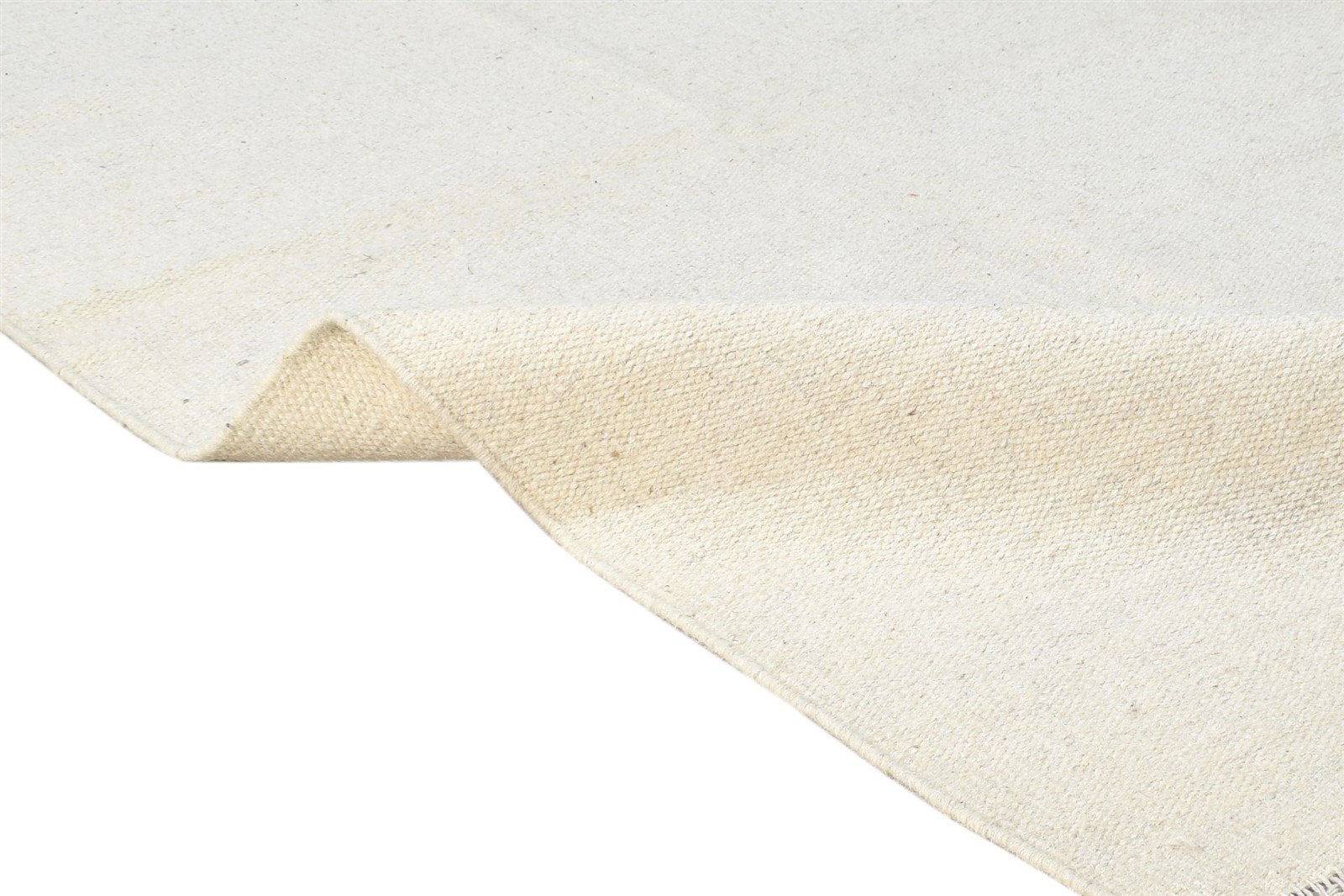 Off-White Wool Rug 3' X 5' Modern Dhurrie Scandinavian Solid Room Size Carpet 7865198411925