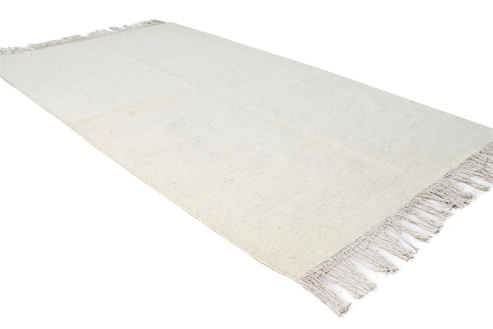 Off-White Wool Rug 3' X 5' Modern Dhurrie Scandinavian Solid Room Size Carpet 7865198411925
