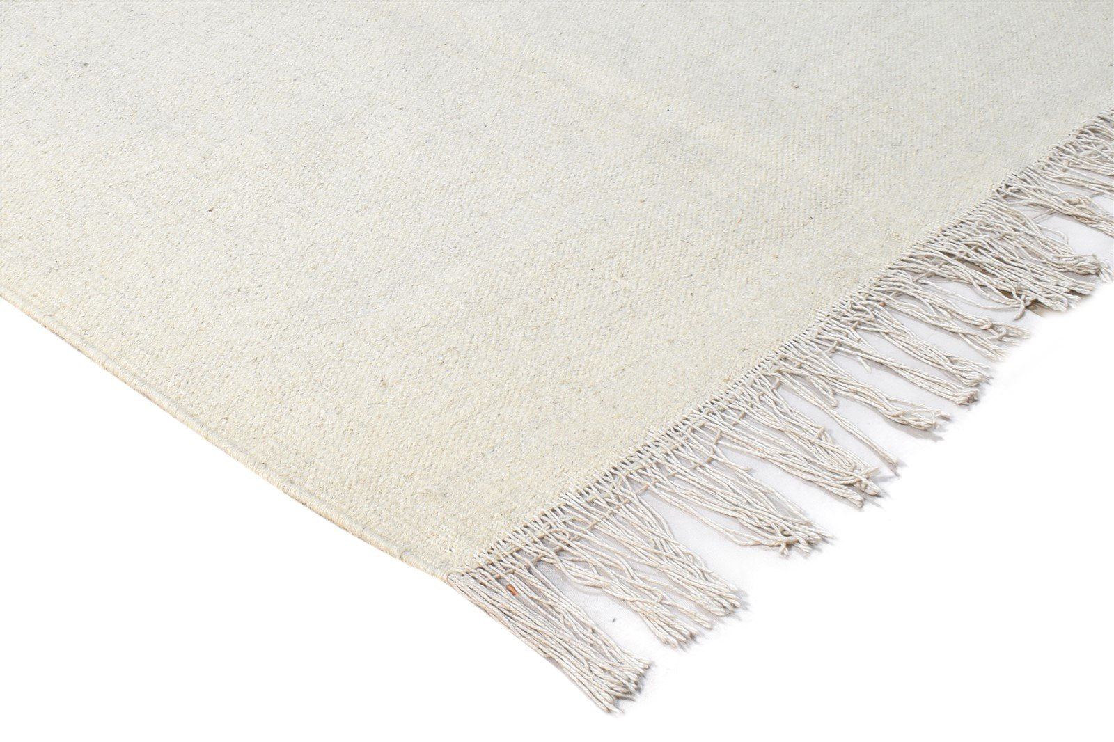 Off-White Wool Rug 3' X 5' Modern Dhurrie Scandinavian Solid Room Size Carpet 7865198411925