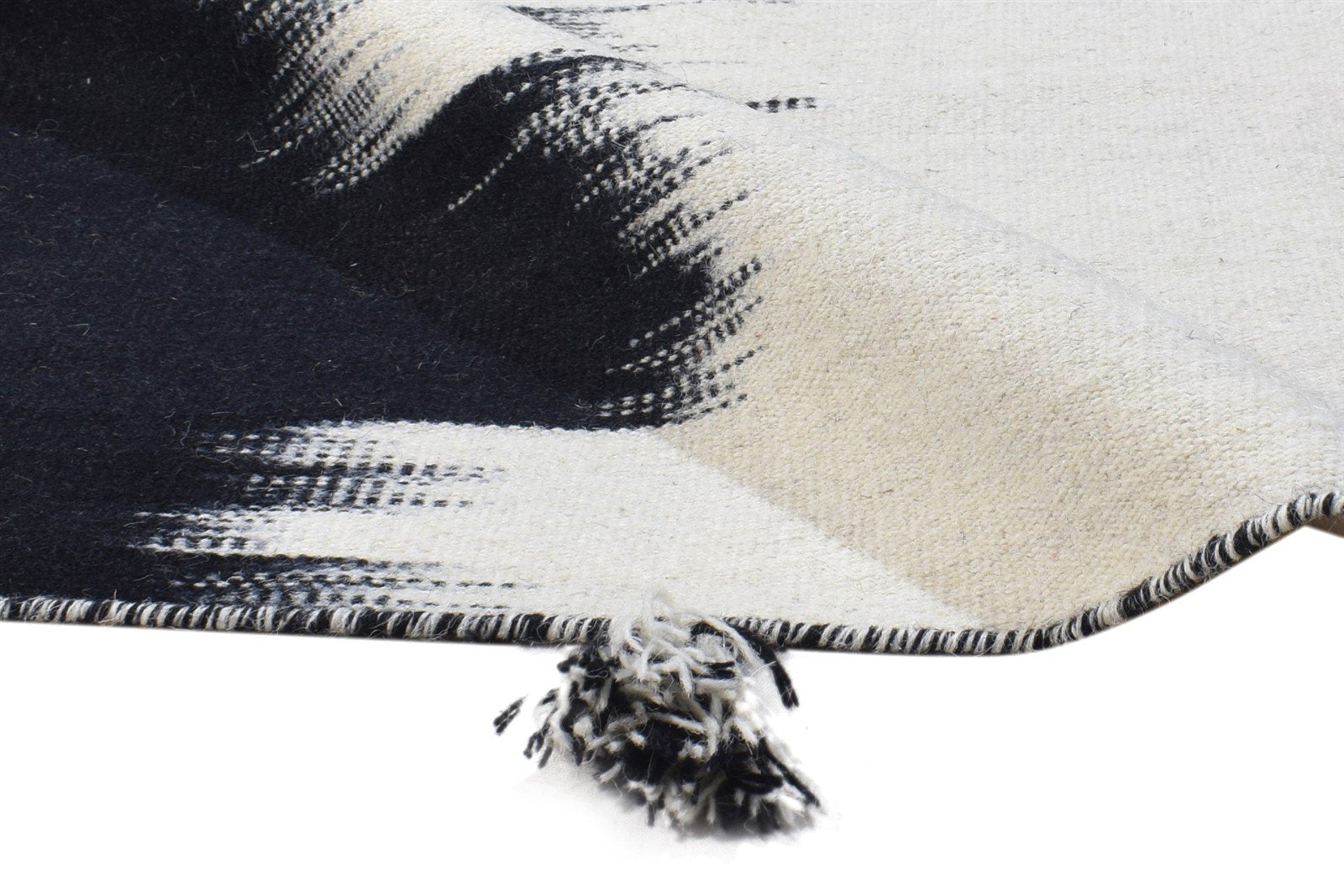 Off-White Wool Rug 4' X 6' Modern Dhurrie Scandinavian Abstract Room Size Carpet 7865003409557