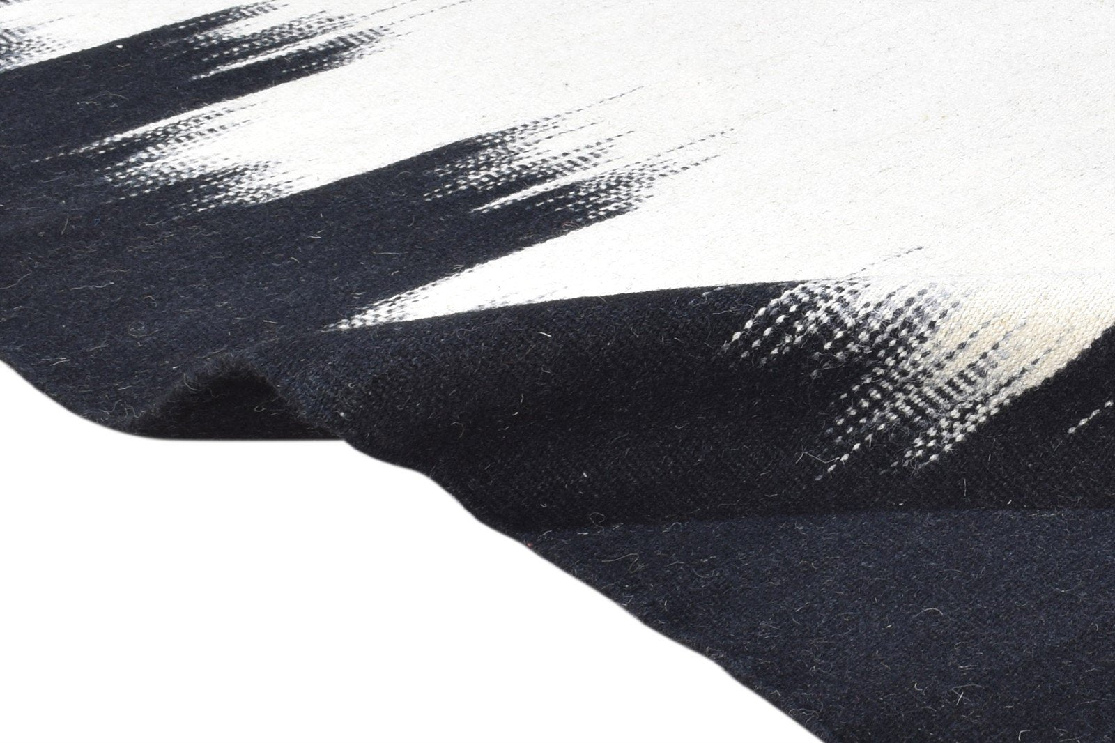 Off-White Wool Rug 4' X 6' Modern Dhurrie Scandinavian Abstract Room Size Carpet 7865003409557