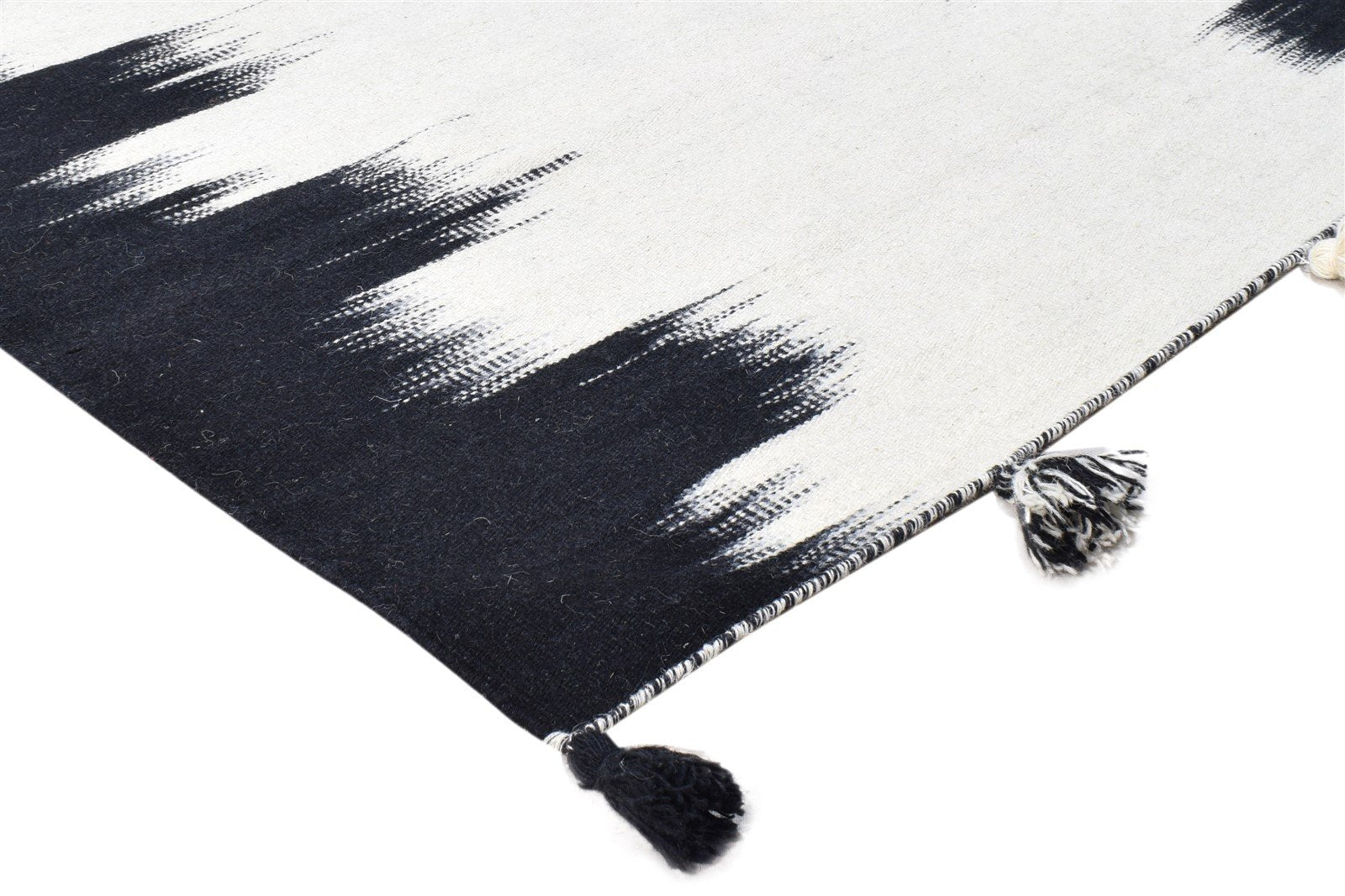 Off-White Wool Rug 4' X 6' Modern Dhurrie Scandinavian Abstract Room Size Carpet 7865003409557