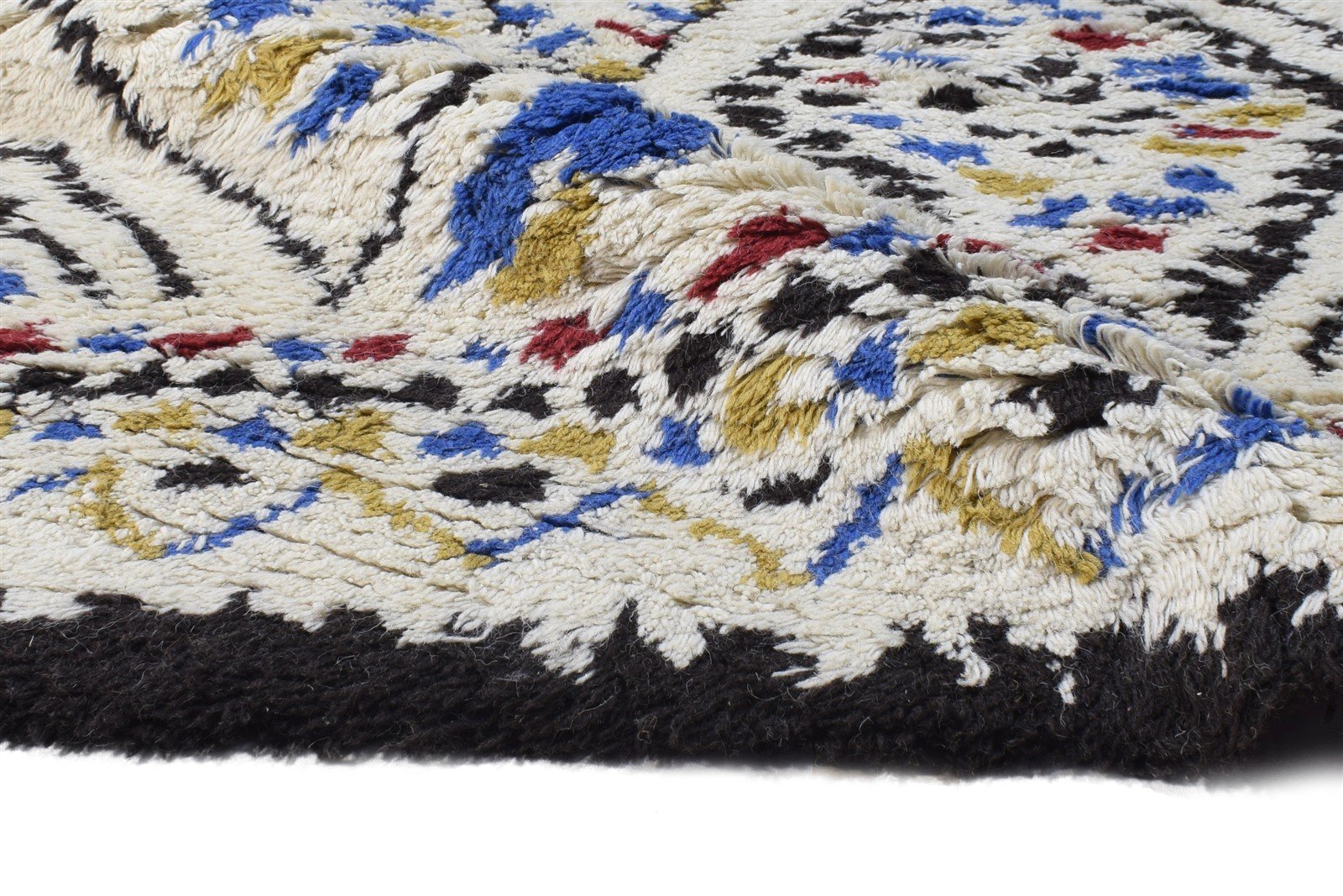 Off-White Wool Rug 4' X 6' Modern Hand Tufted Moroccan Abstract Room Size Carpet 7865056755861