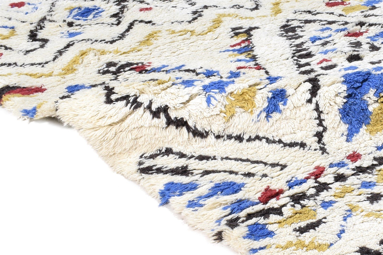 Off-White Wool Rug 4' X 6' Modern Hand Tufted Moroccan Abstract Room Size Carpet 7865056755861