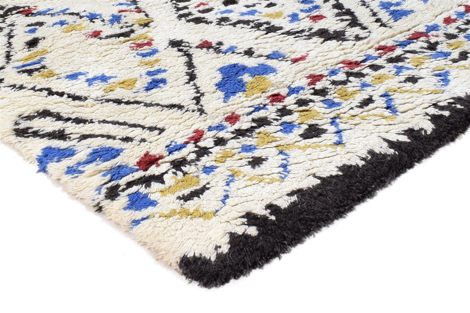 Off-White Wool Rug 4' X 6' Modern Hand Tufted Moroccan Abstract Room Size Carpet 7865056755861