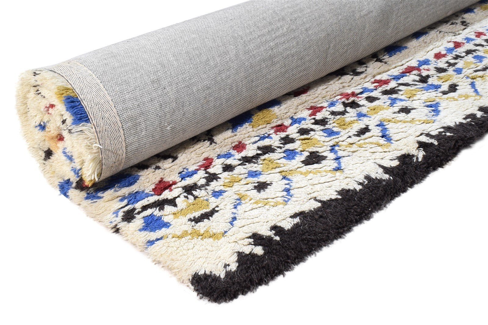 Off-White Wool Rug 4' X 6' Modern Hand Tufted Moroccan Abstract Room Size Carpet 7865056755861