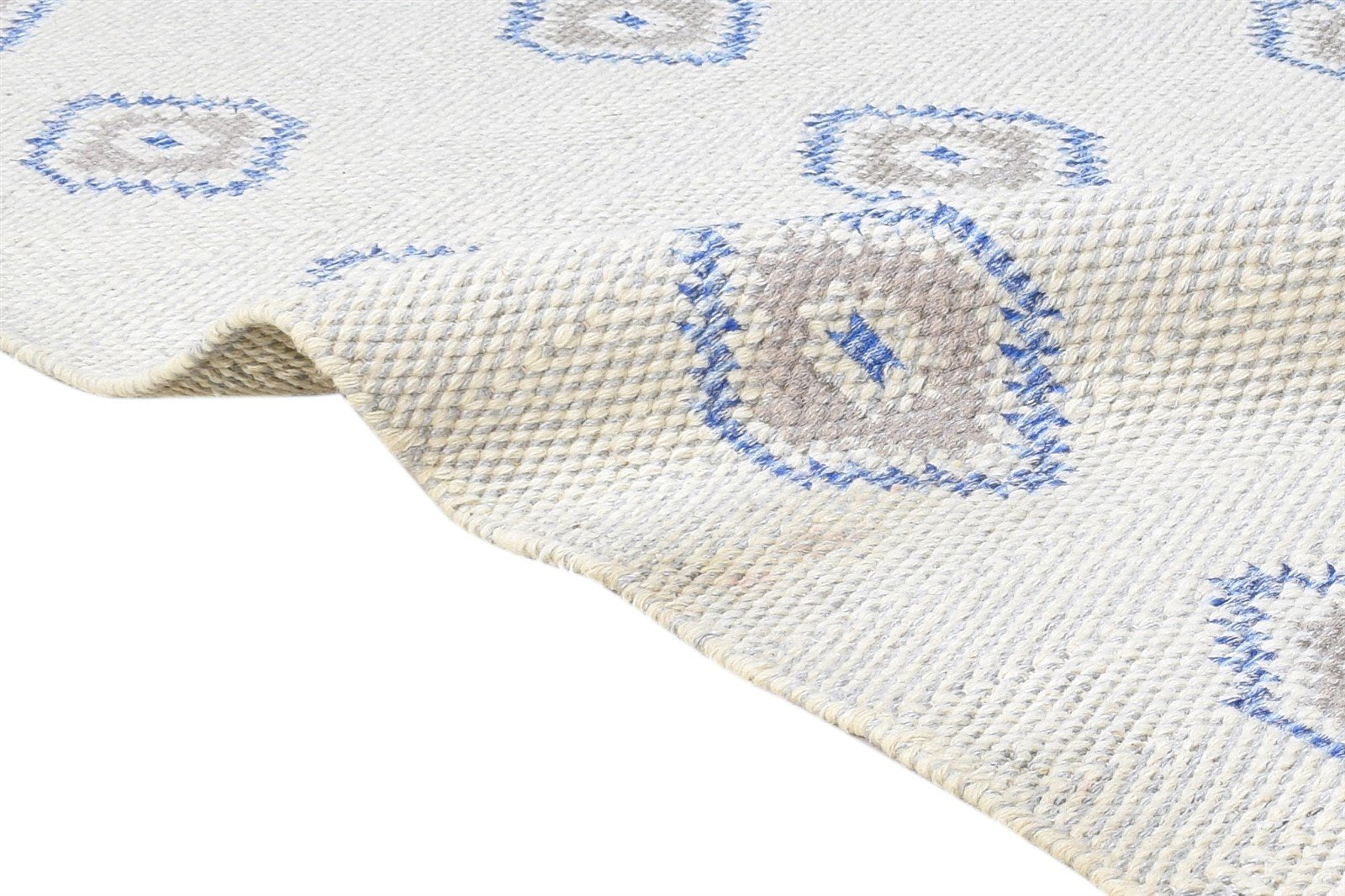Off-White Wool Rug 5' X 7' Modern Dhurrie Indian Diamond Room Size Carpet 7864462606485