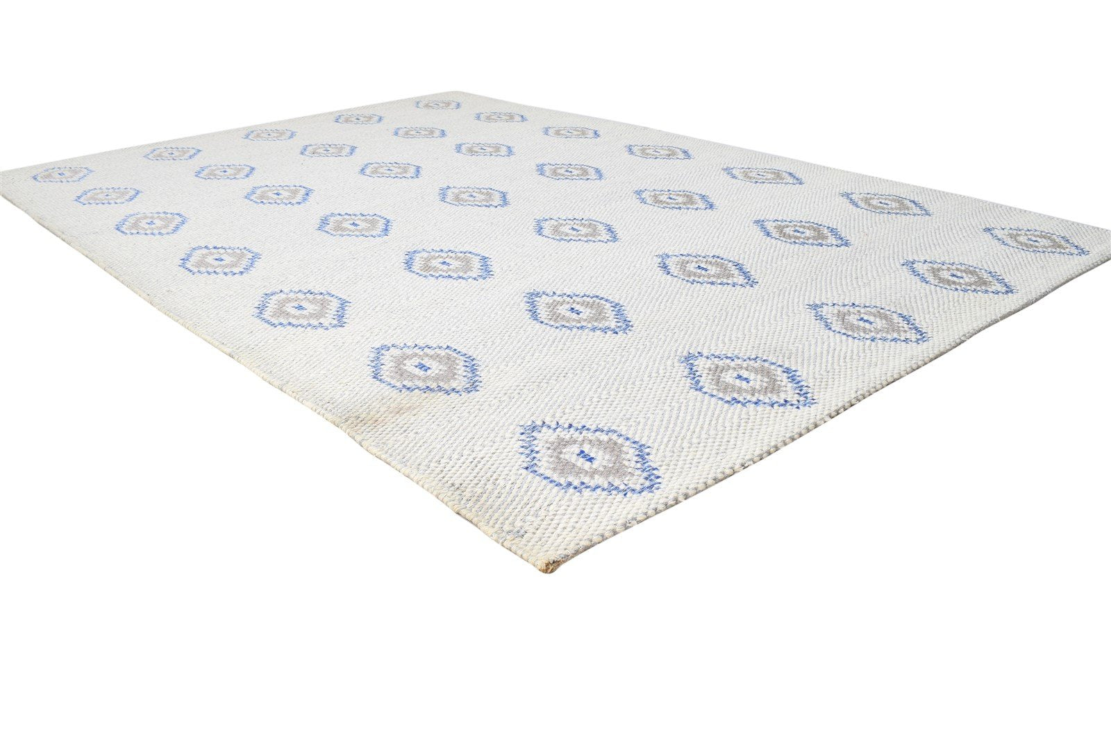 Off-White Wool Rug 5' X 7' Modern Dhurrie Indian Diamond Room Size Carpet 7864462606485