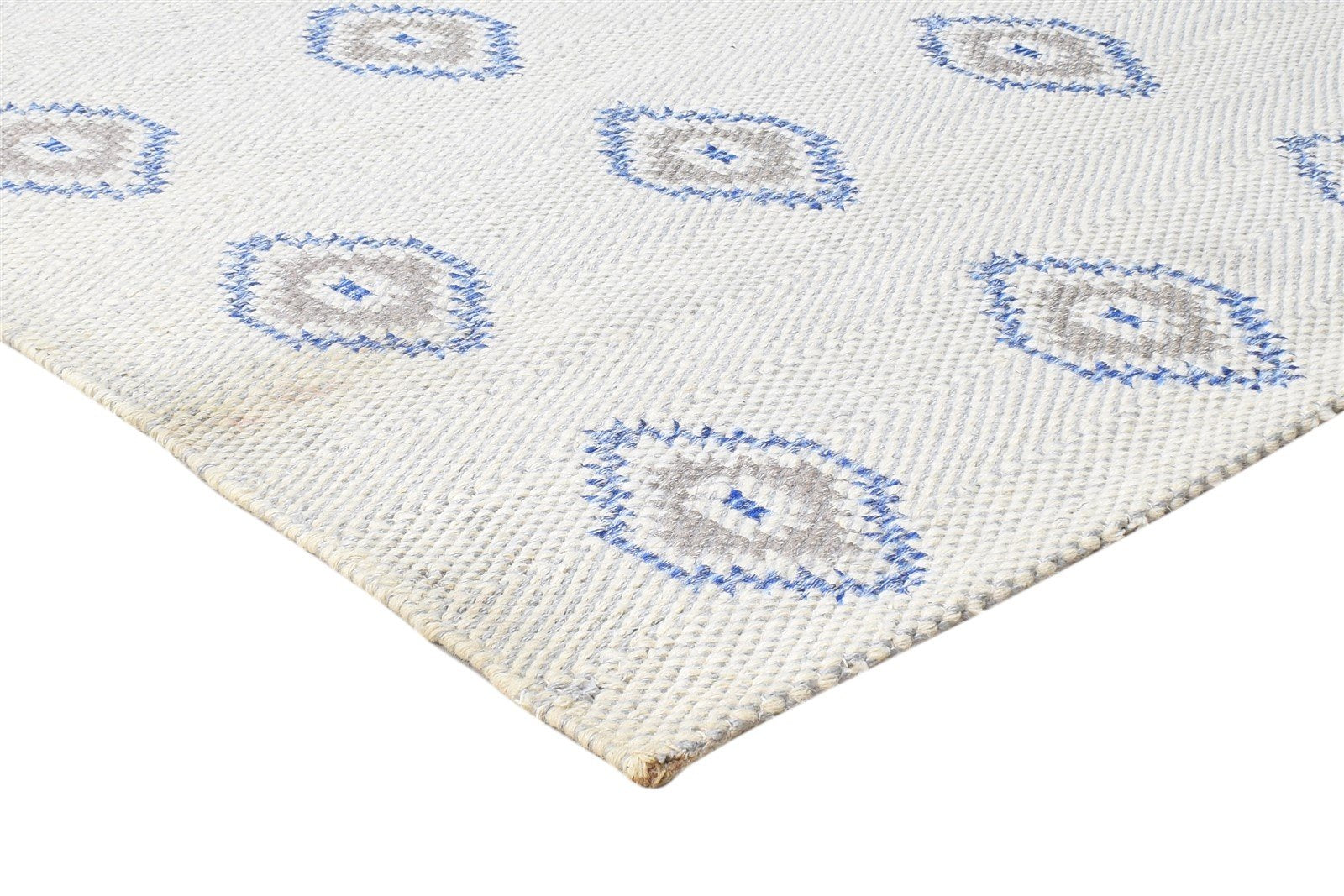 Off-White Wool Rug 5' X 7' Modern Dhurrie Indian Diamond Room Size Carpet 7864462606485
