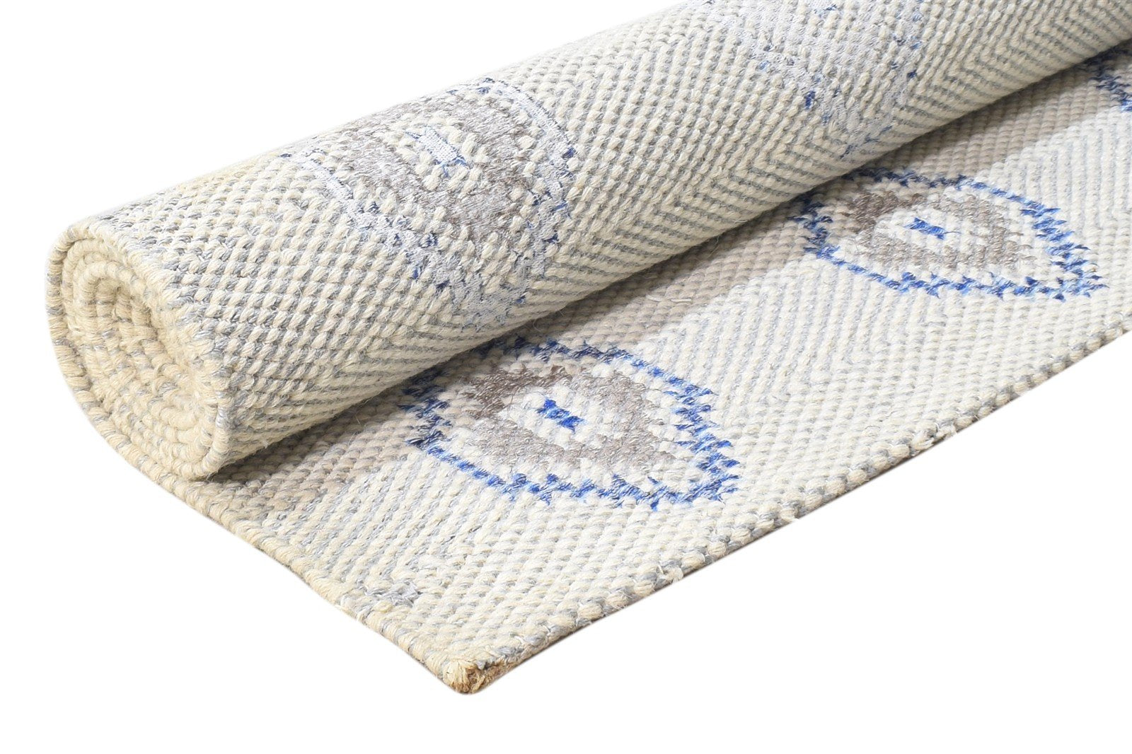 Off-White Wool Rug 5' X 7' Modern Dhurrie Indian Diamond Room Size Carpet 7864462606485