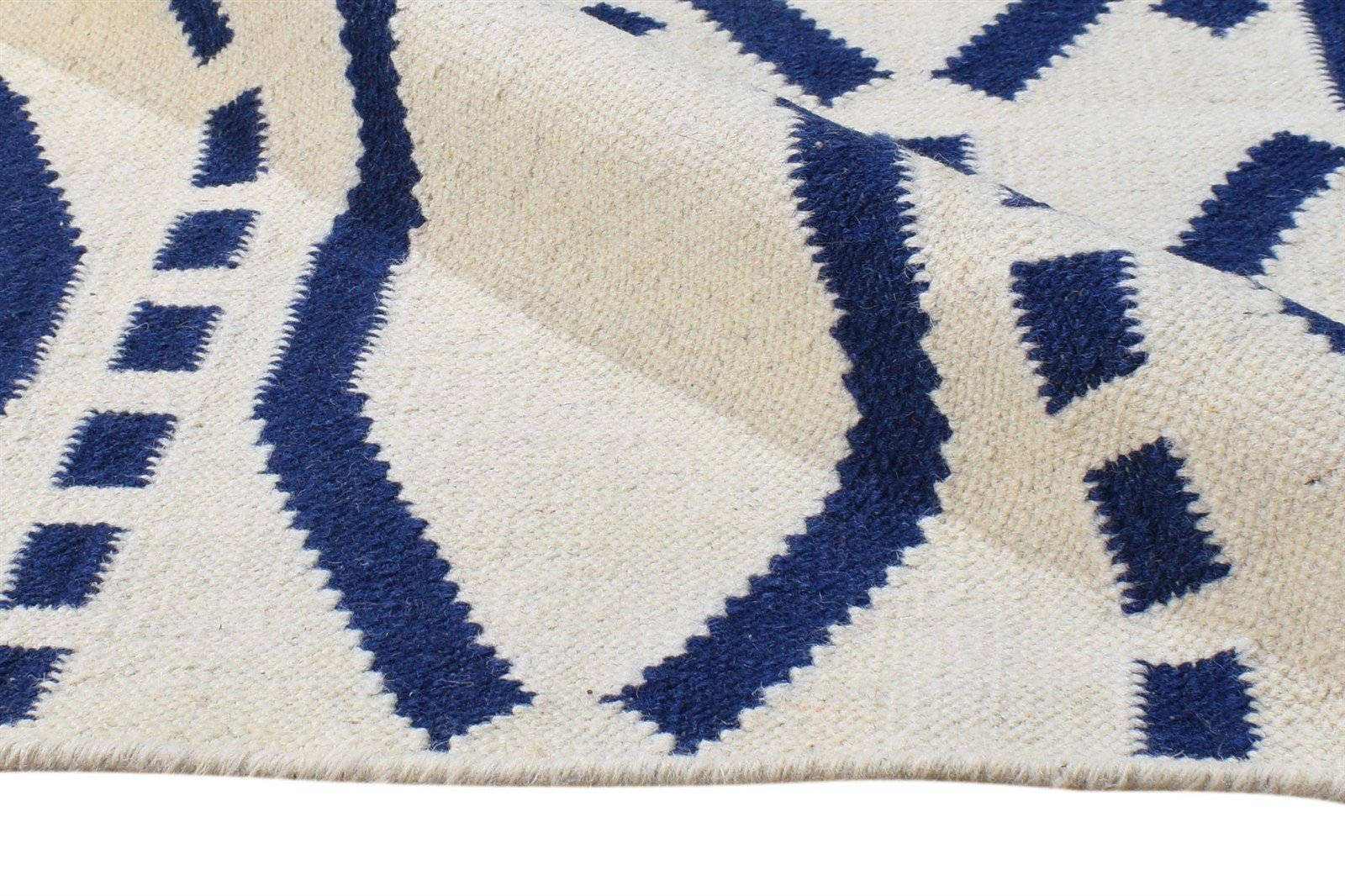 Off-White Wool Rug 5' X 8' Modern Dhurrie Scandinavian Nordic Room Size Carpet 7865020285077